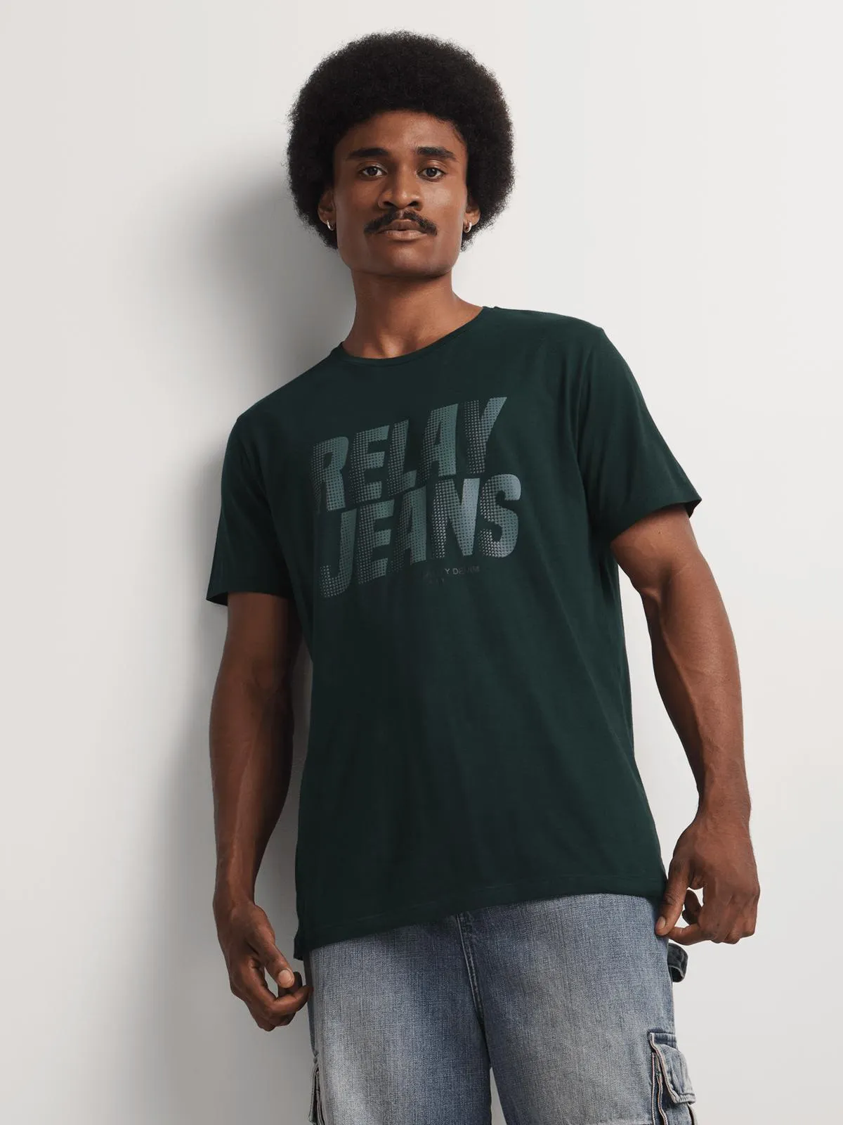 Relay Jeans Men's Slim Fit Matrix Forest Green T-Shirt