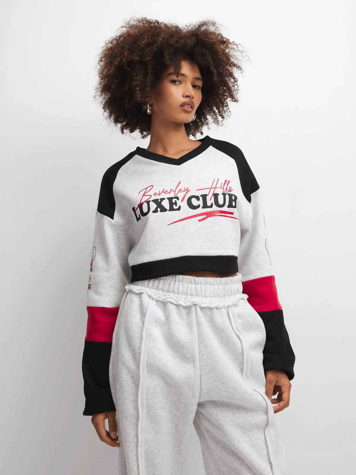 The FIX Women's Black & White Luxe Club Sweat Top