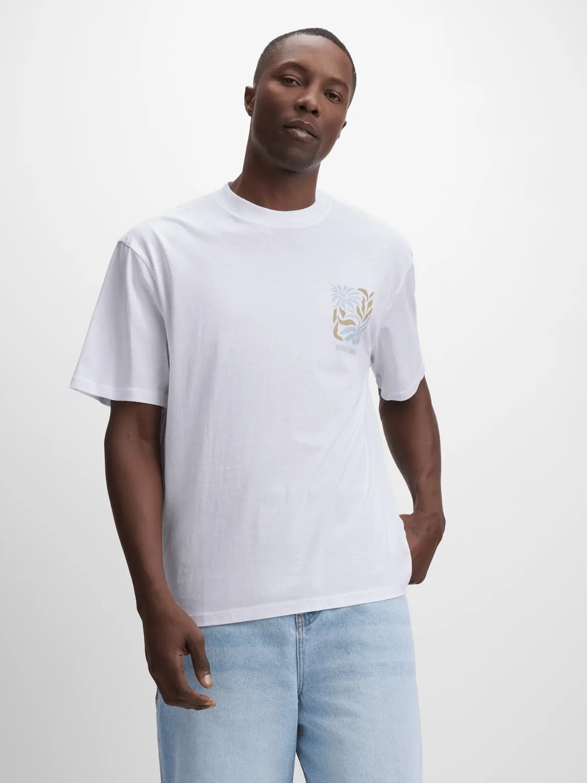 Exact Men's White Back Print T-Shirt