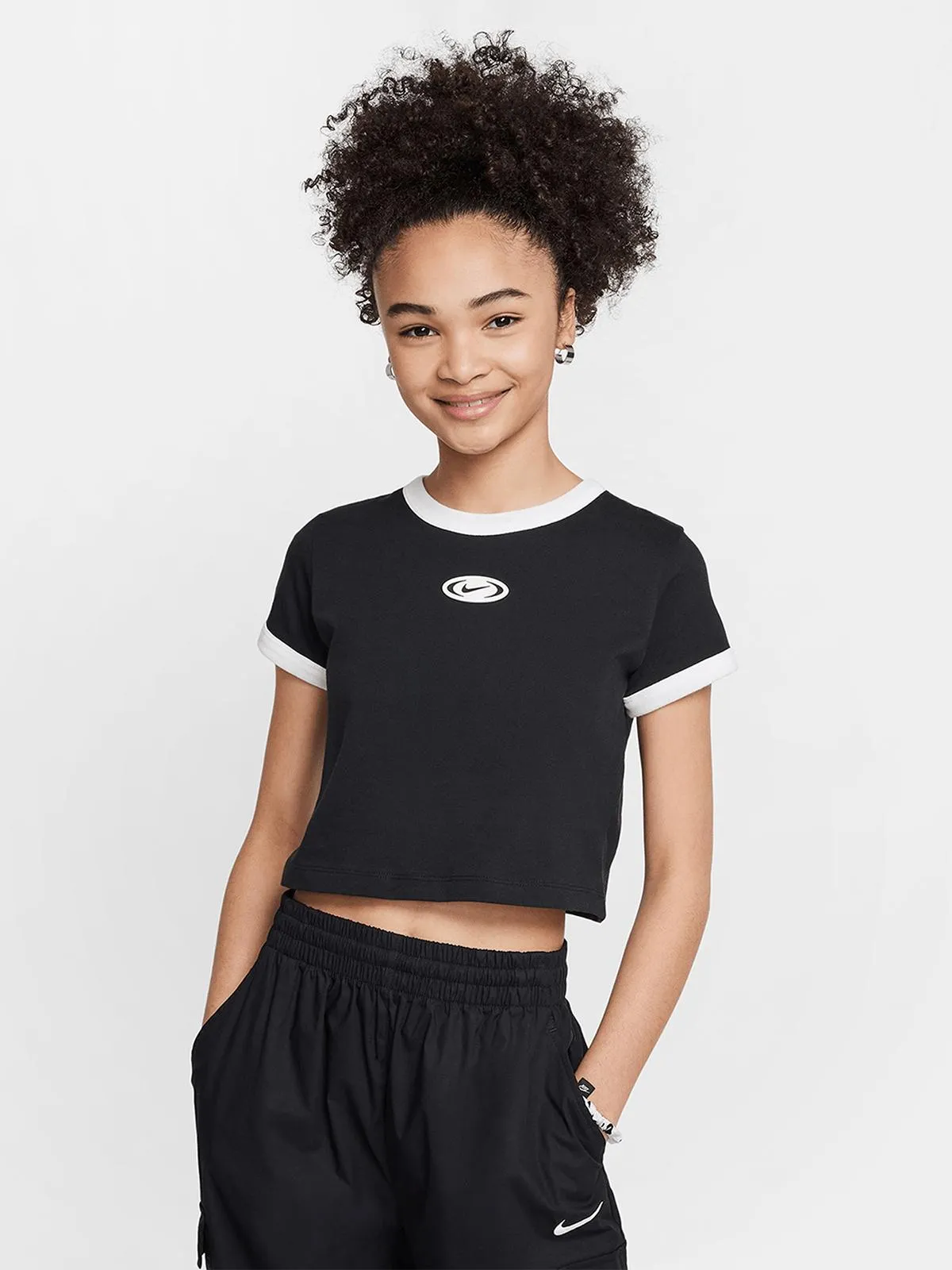 Nike Girls Youth Sportswear Y2K Graphic Star Black T-Shirt