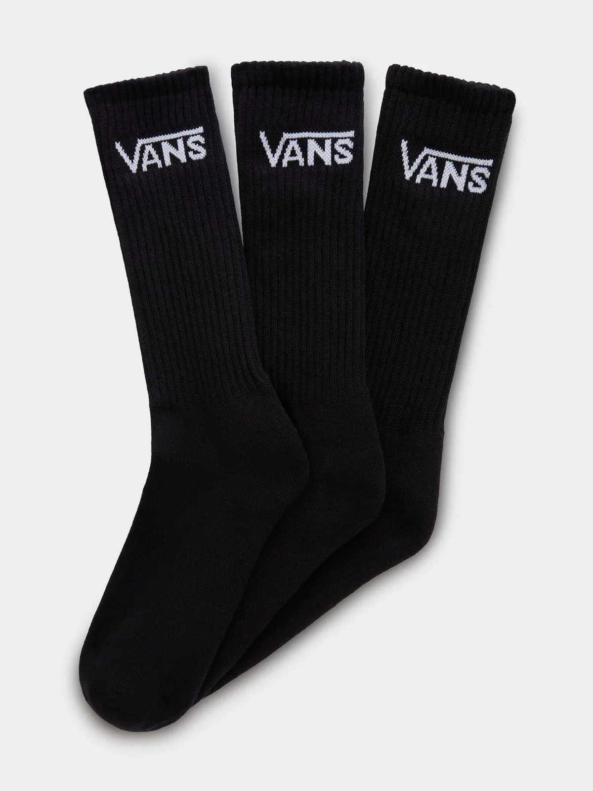 Vans Unisex Classic Black Crew 3 Pack Socks