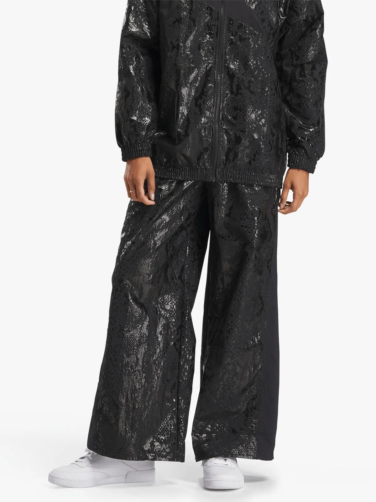 Reebok Women's Basketball Black Wide Leg Track Pants