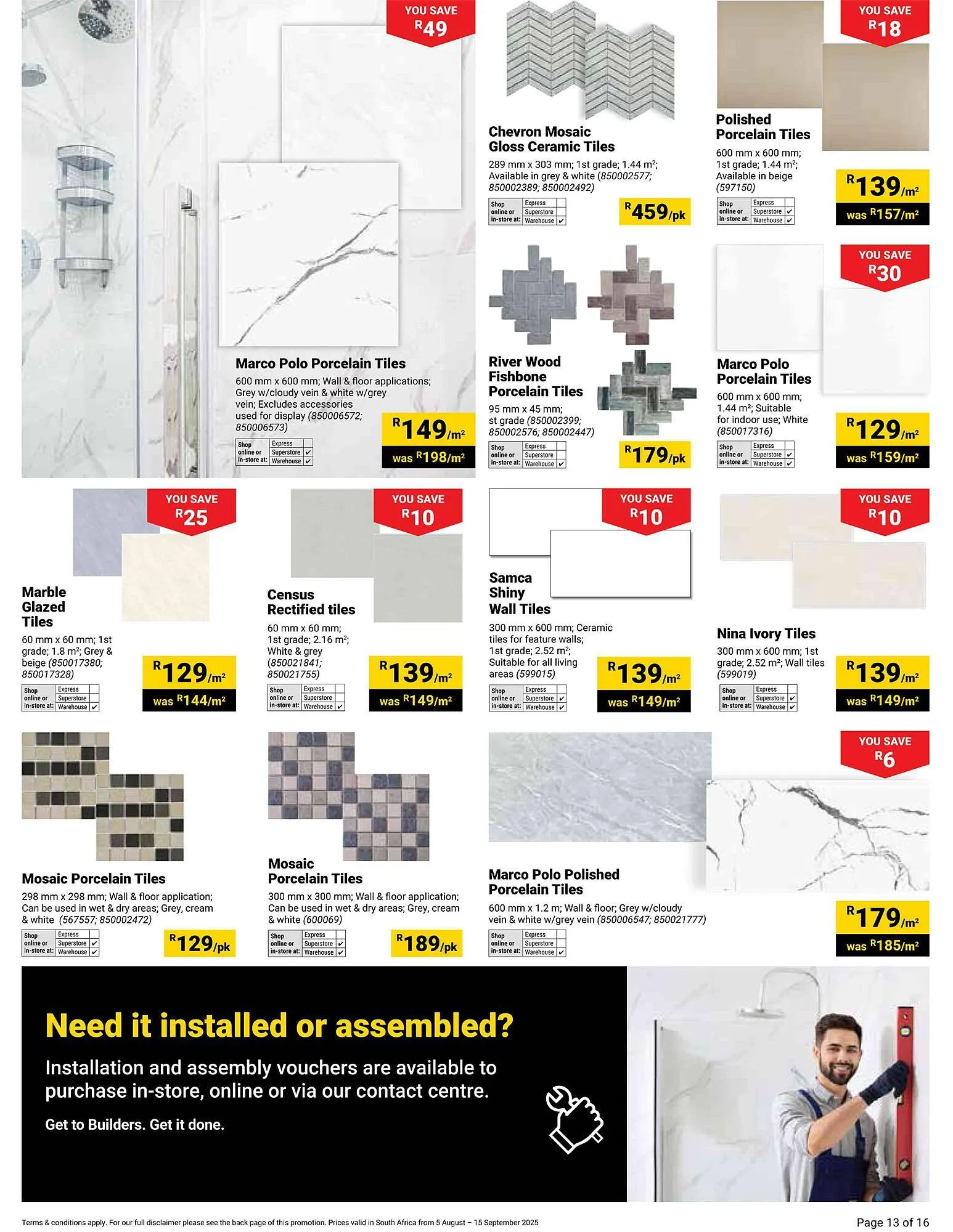 Builders Warehouse catalogue from 5 August to 15 September 2025 - Catalogue Page 13