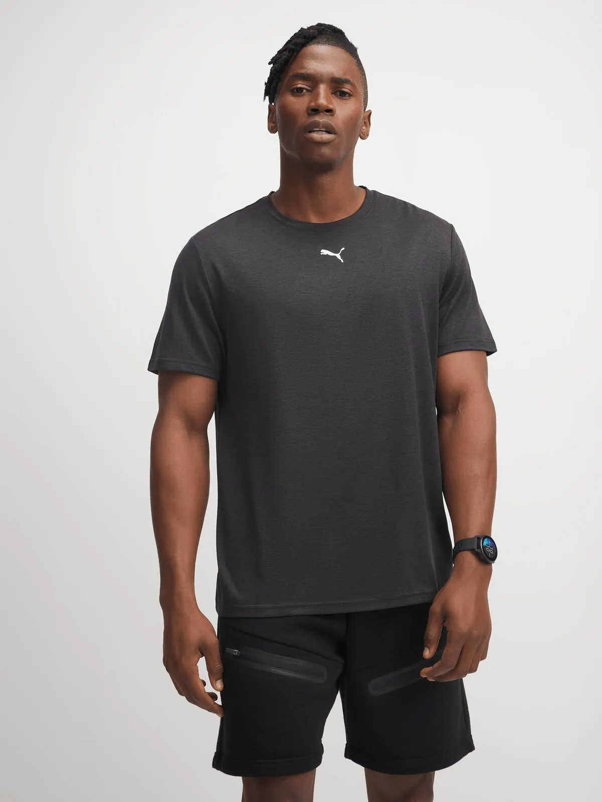Puma Mens Essential Heather Cat Black Melange Tee