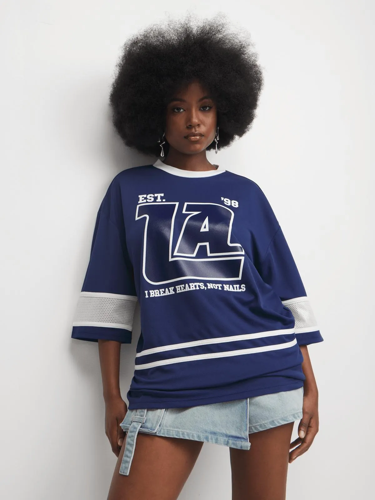 The FIX Women's Navy Oversized Graghic Top