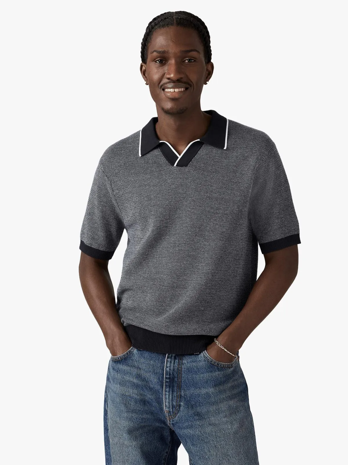 Men's Levi's Multi Skipper Birds Eye Stitch Je Knit Polo