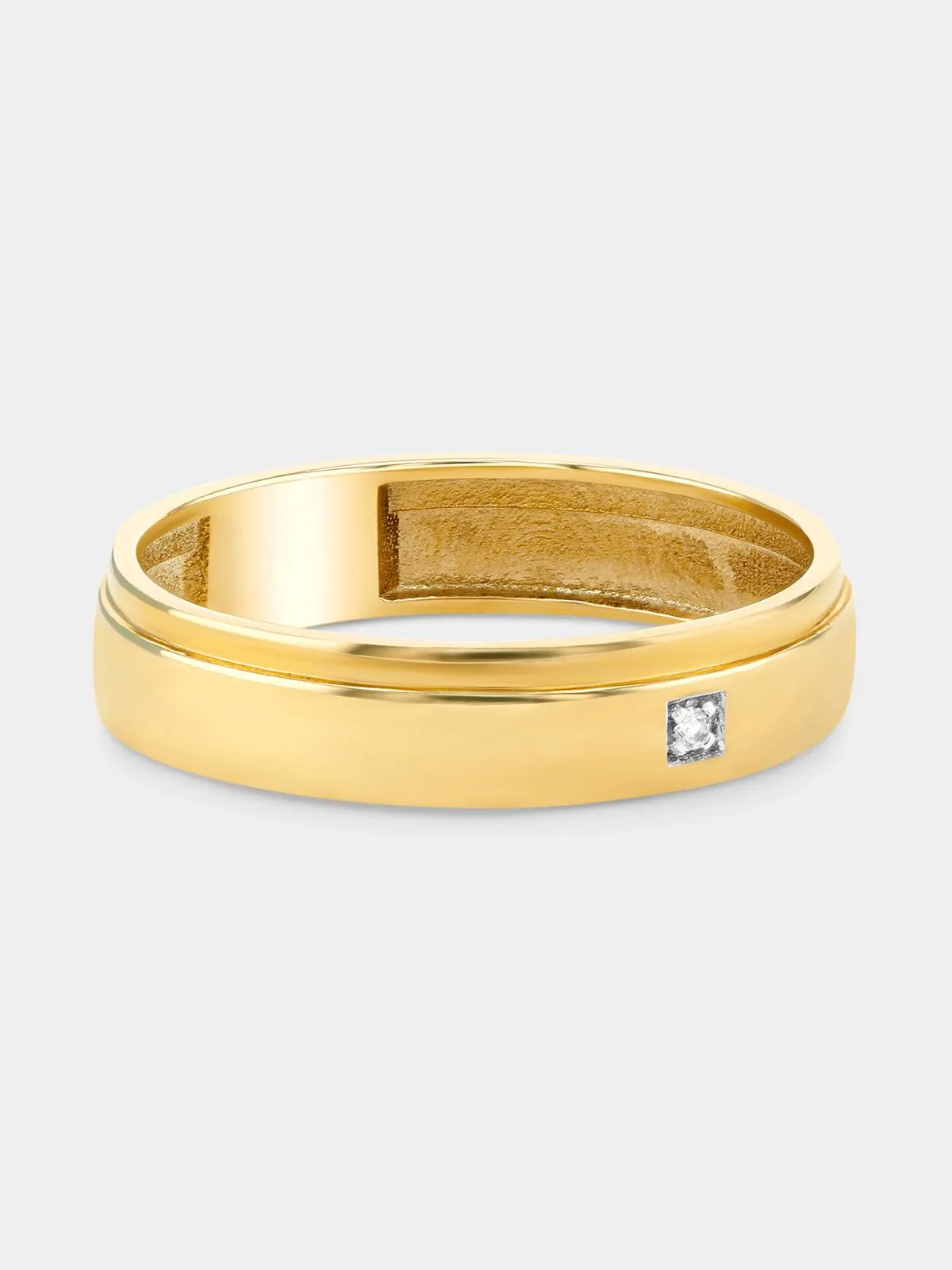 Yellow Gold Diamond Solitaire Square Beveled Ring