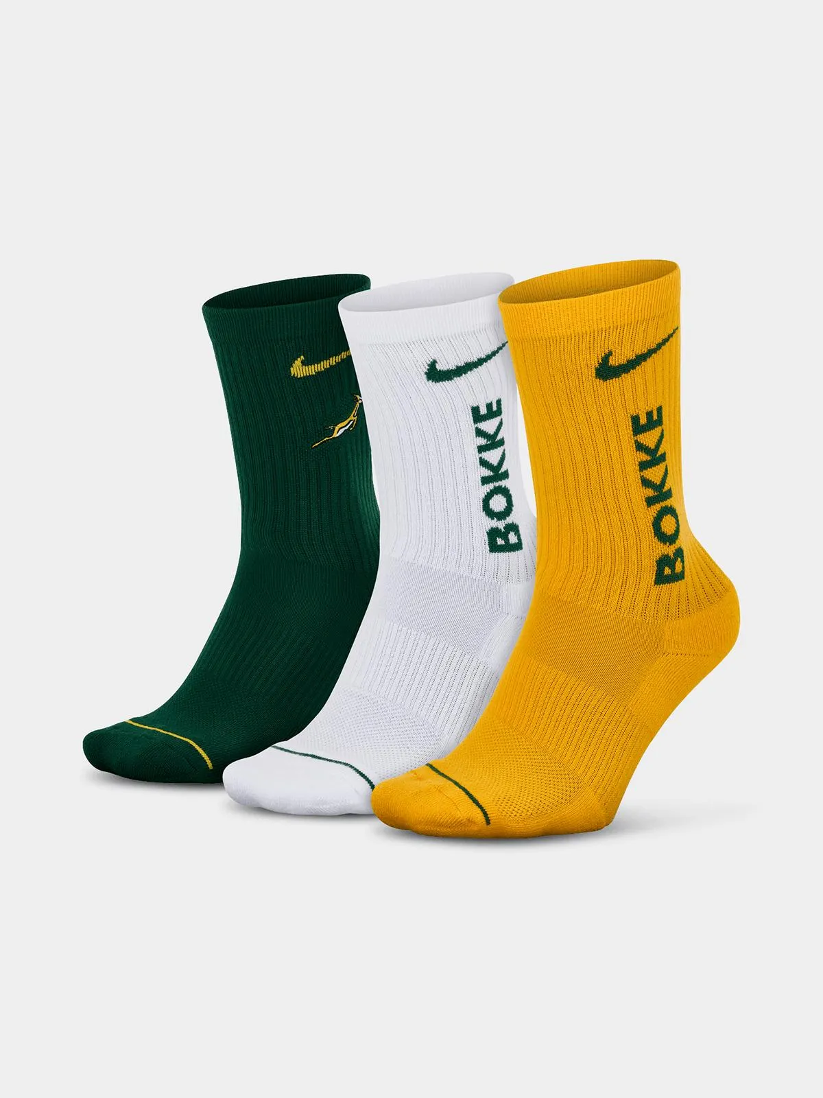 Nike Mens Springboks 3 Pack Green/Yellow/White Socks