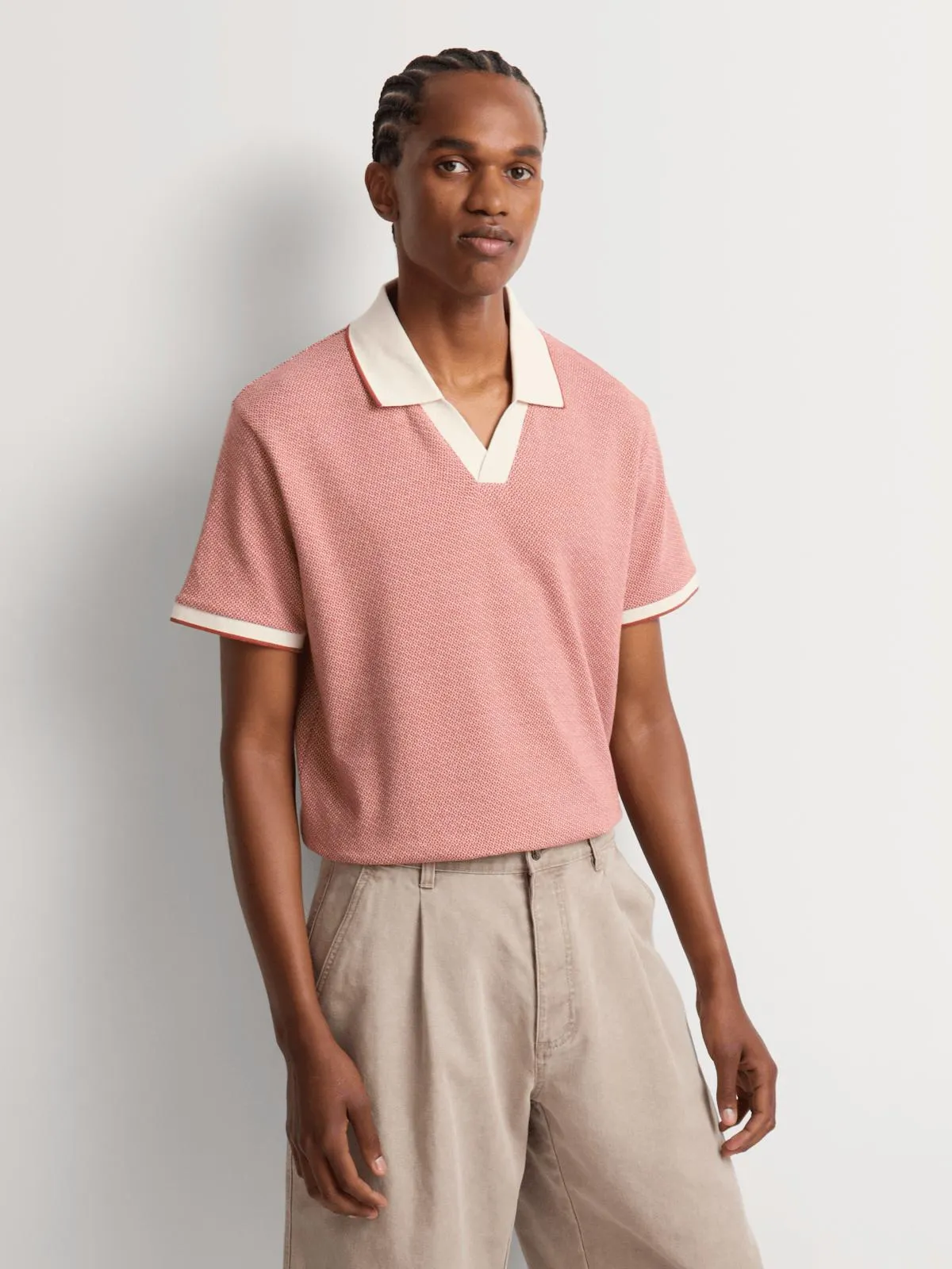 Markham Men's Regular Fit Textured Rust Golfer