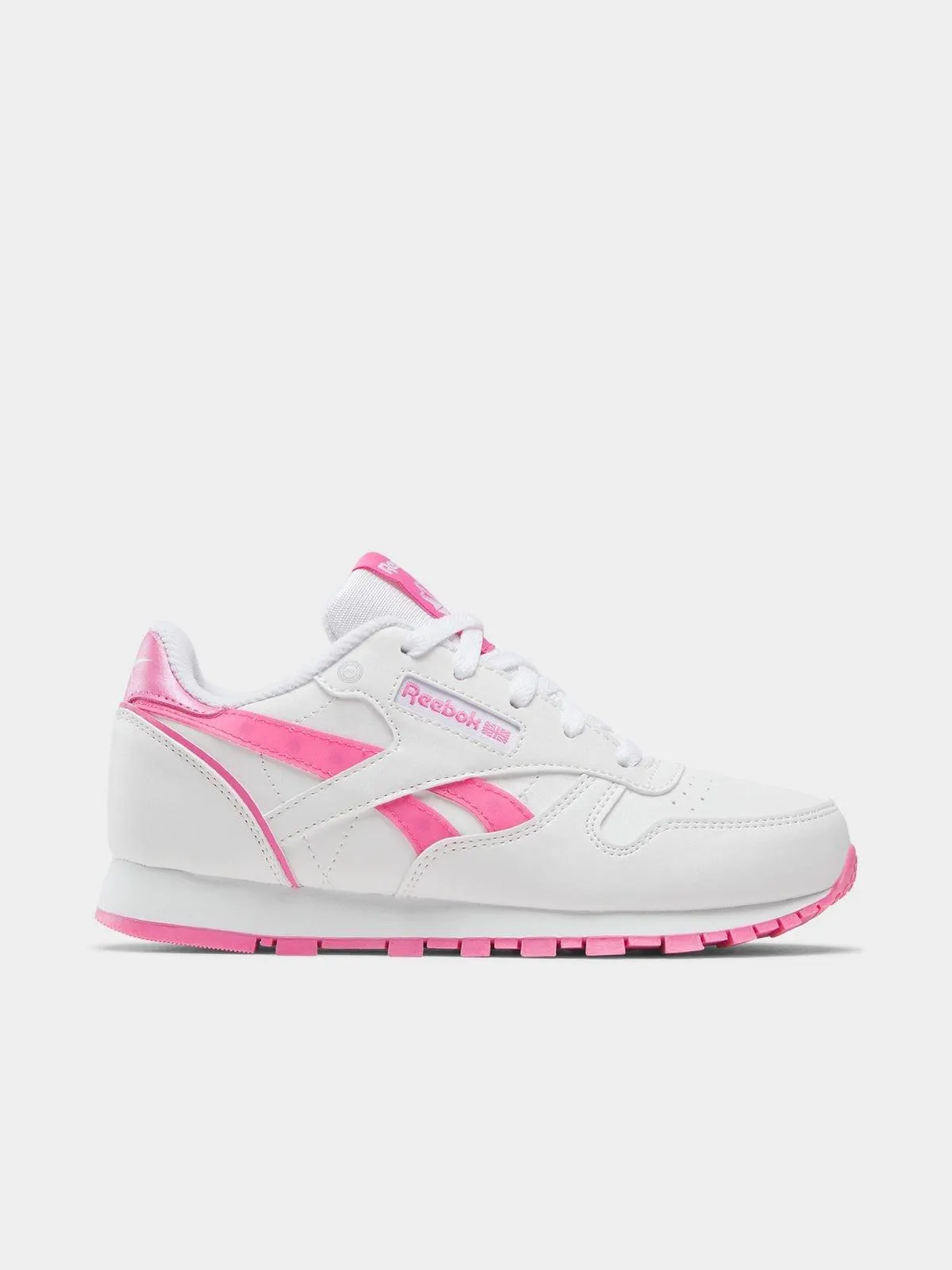 Reebok Kids Classic Leather Step N' Flash 2.0 White/Pink Sneaker