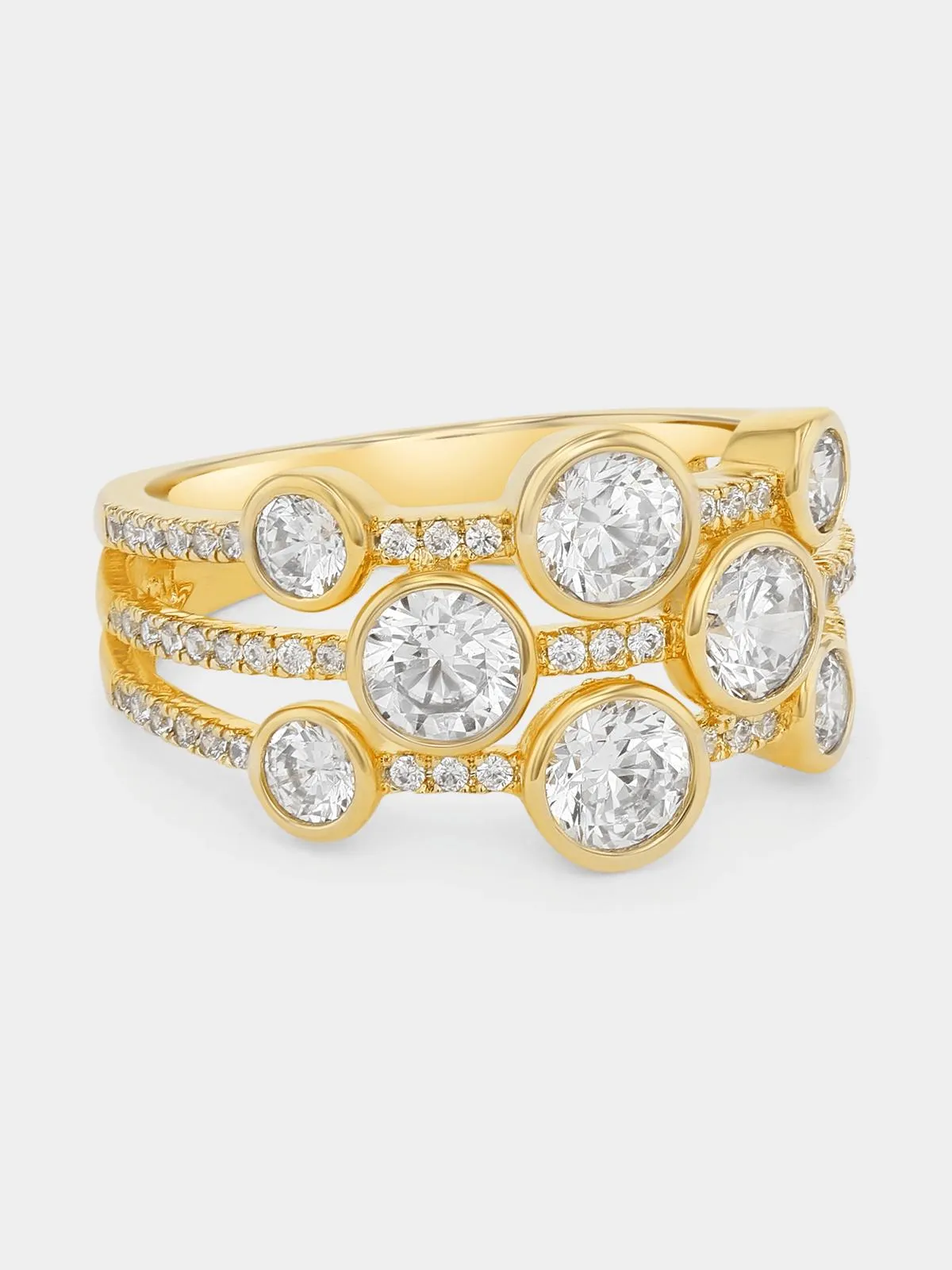 Cheté Gold Plated Sterling Silver Cubic Zirconia Bubble Ring