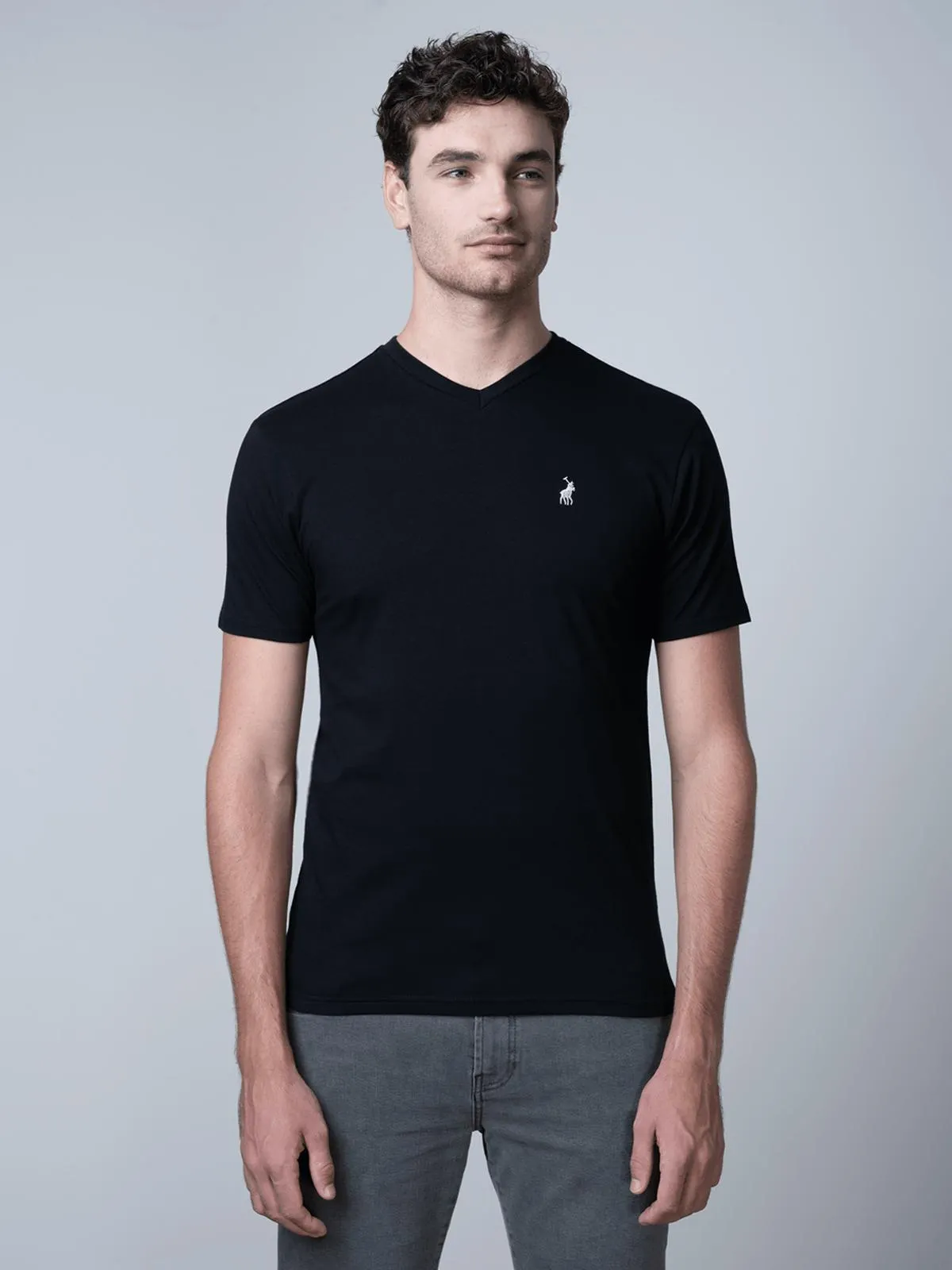 Men's Polo Black Vneck Tshirt