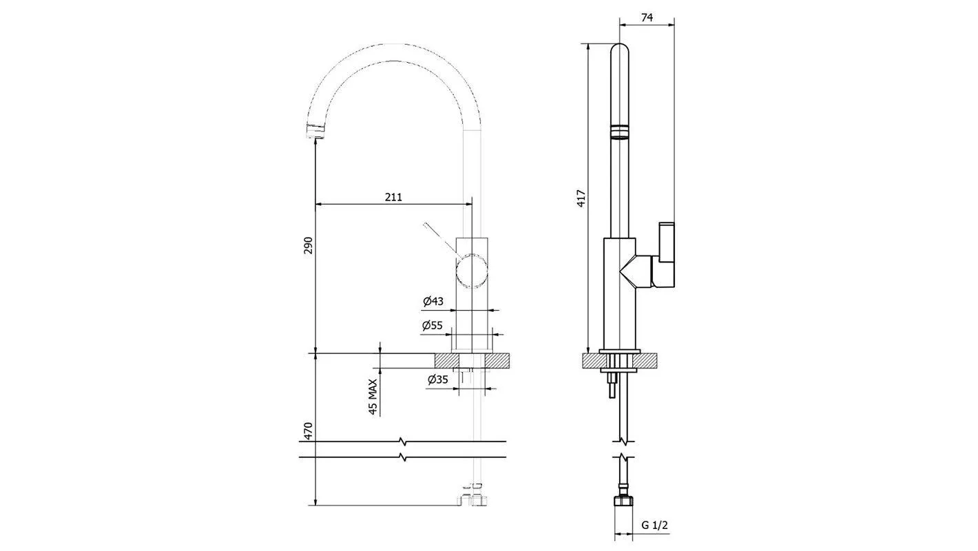 Tivoli Molveno Graphite Sink Mixer