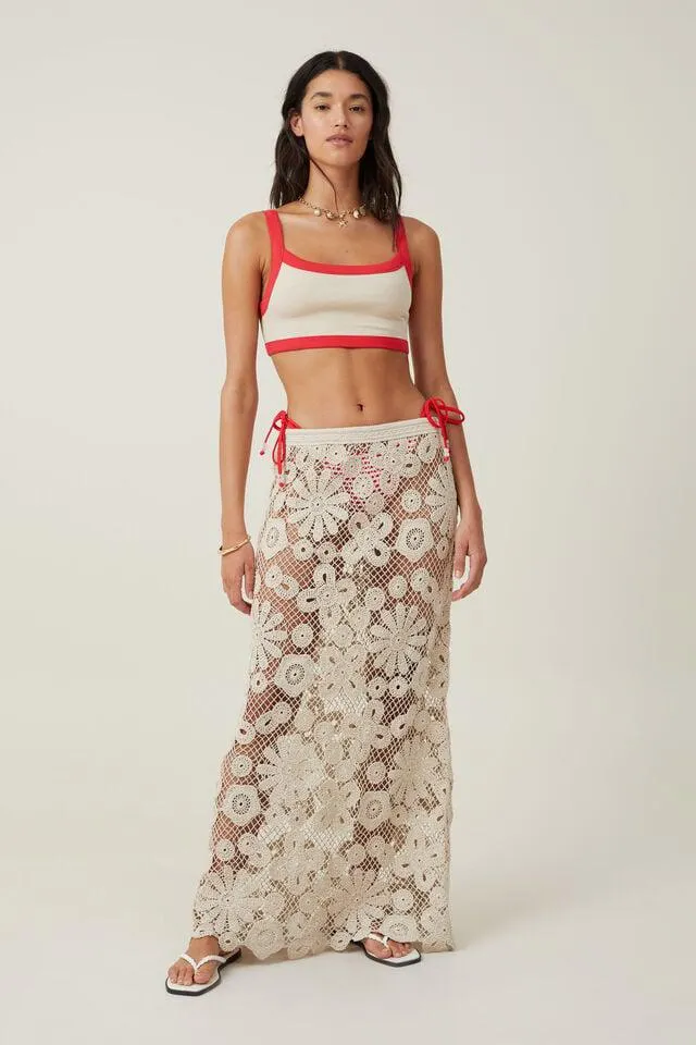 Riviera Floral Crochet Maxi Skirt