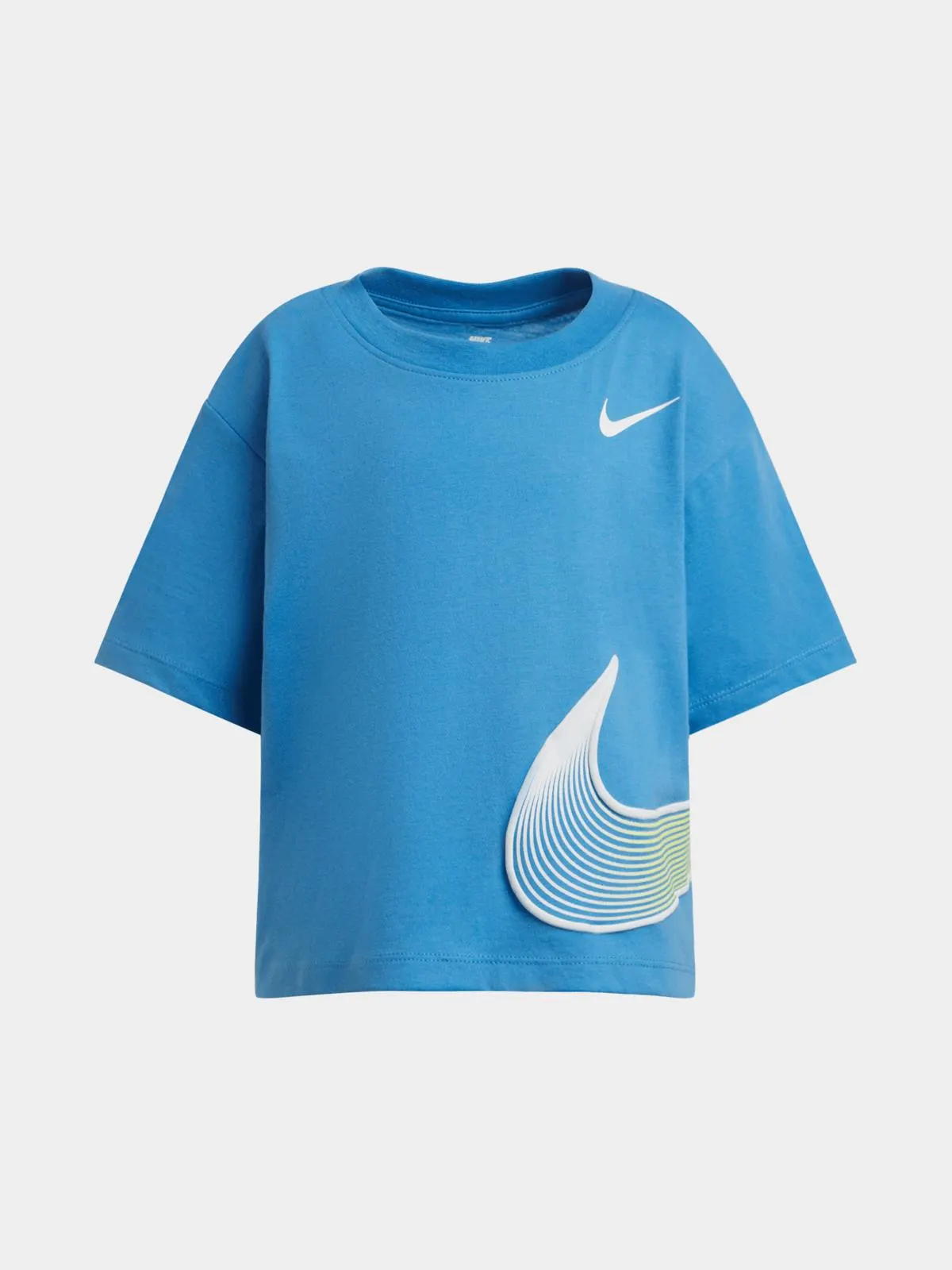 Nike Girls Youth Swoosh Motion Boxy Blue T-Shirt