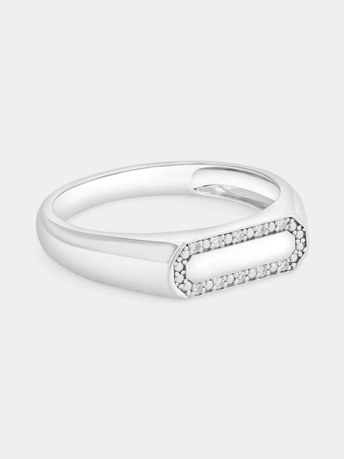 Sterling Silver Lab Grown Diamond Oval Frame Ring