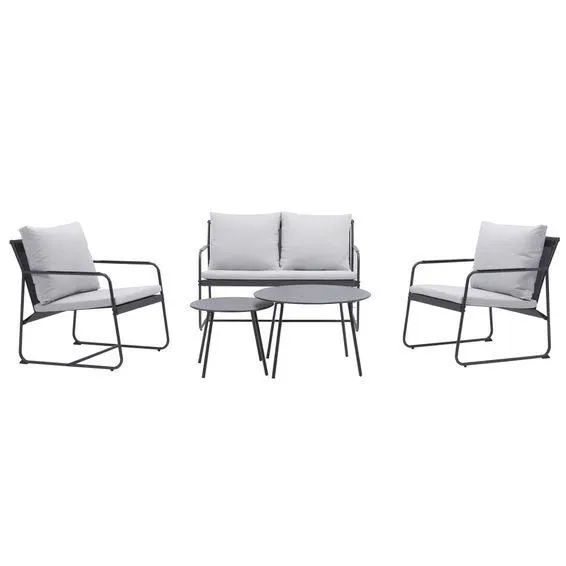 Naterial Fino Steel & Textile Patio 5 Piece Set Grey