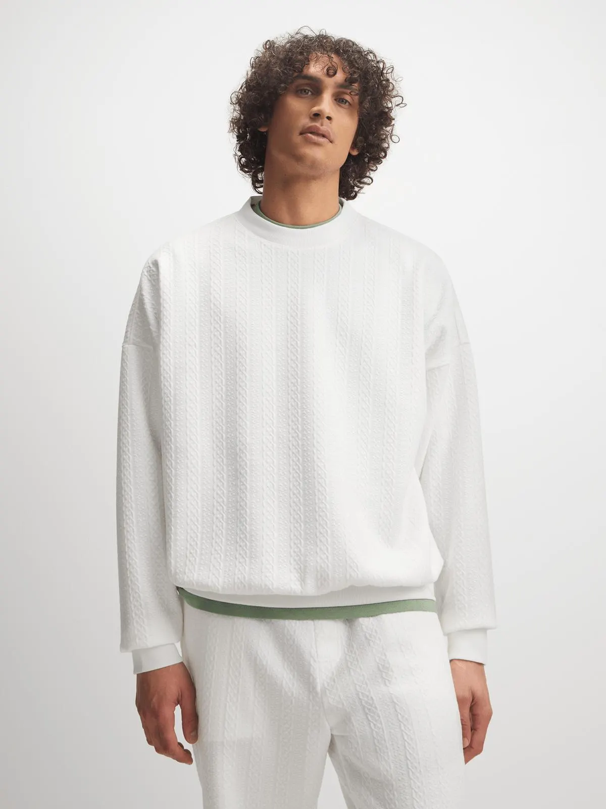 Exact Men's White Textured Sweat Top