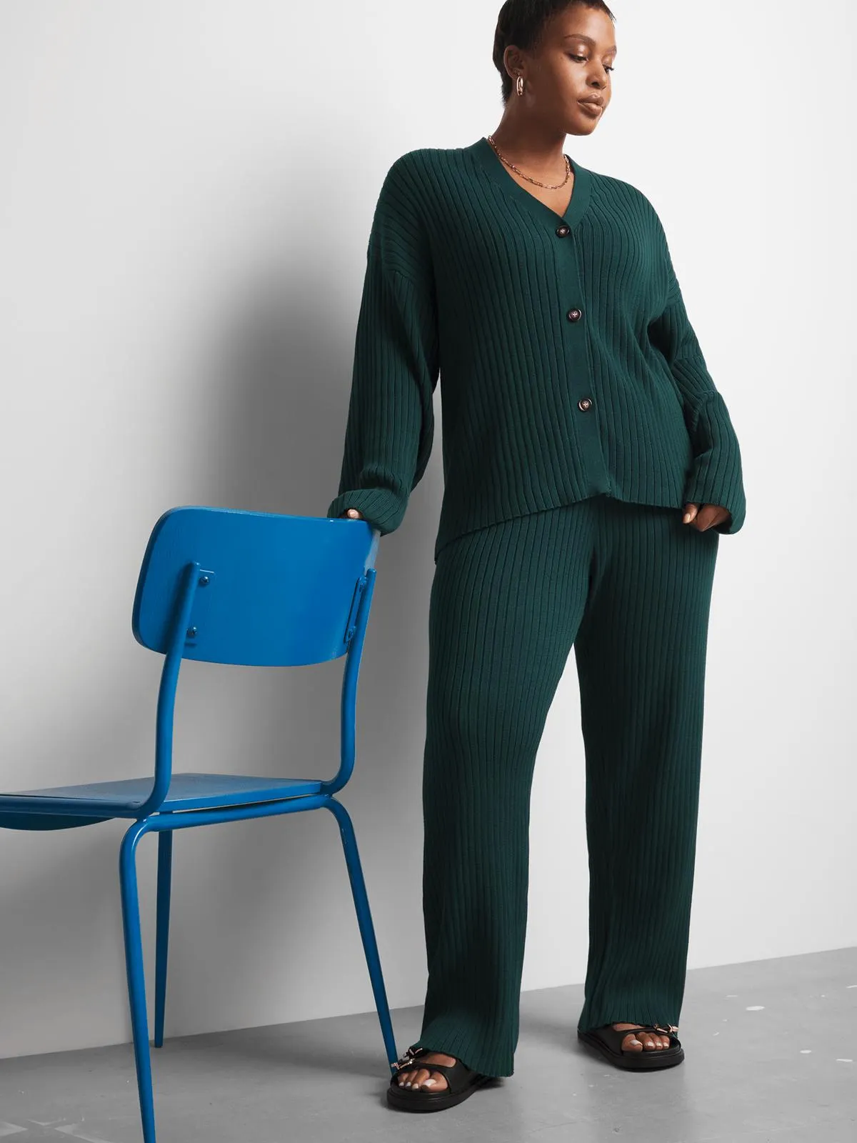 Women's Canvas Cotton Co-ord Rib Knitwear Pant