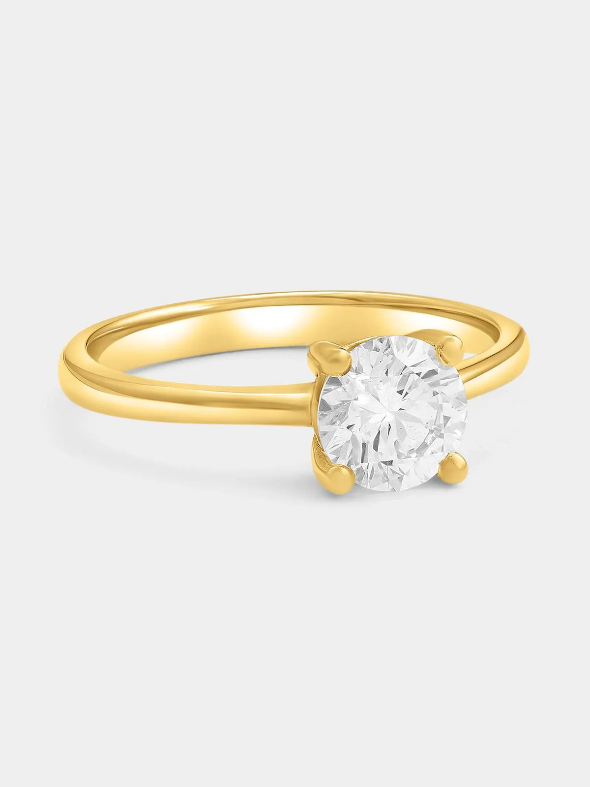 Yellow Gold 1.00ct Lab Grown Diamond Round Solitaire Ring