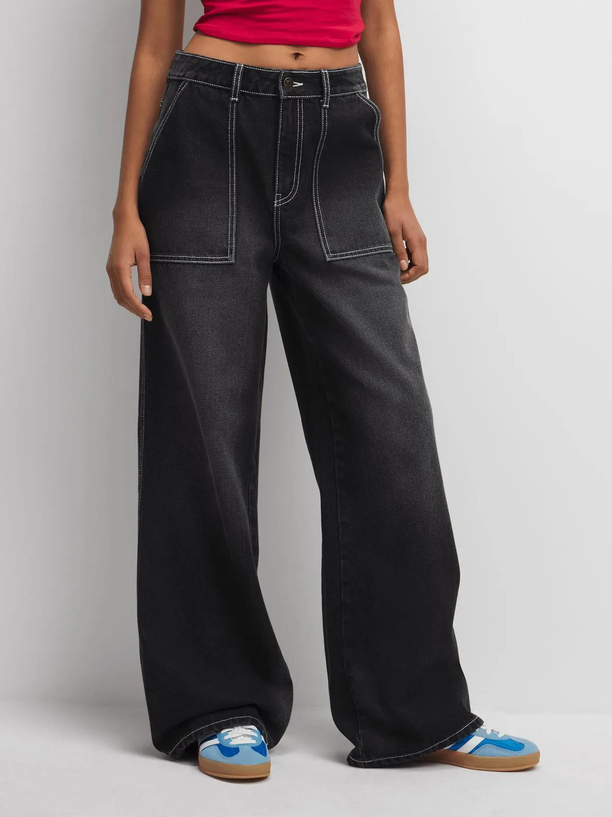 The FIX Women's Charcoal 90's Wide Leg Denim Jeans