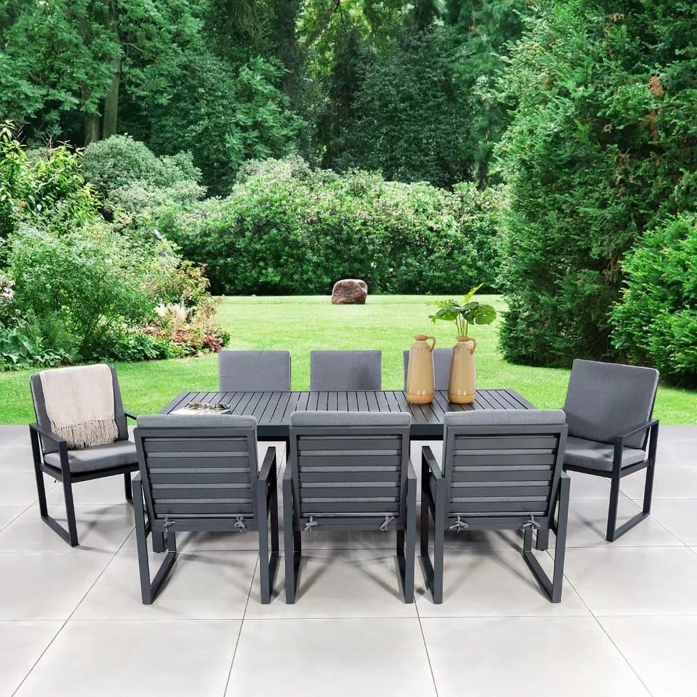 Amalfi 8-Seater Dining Set Charcoal & Grey