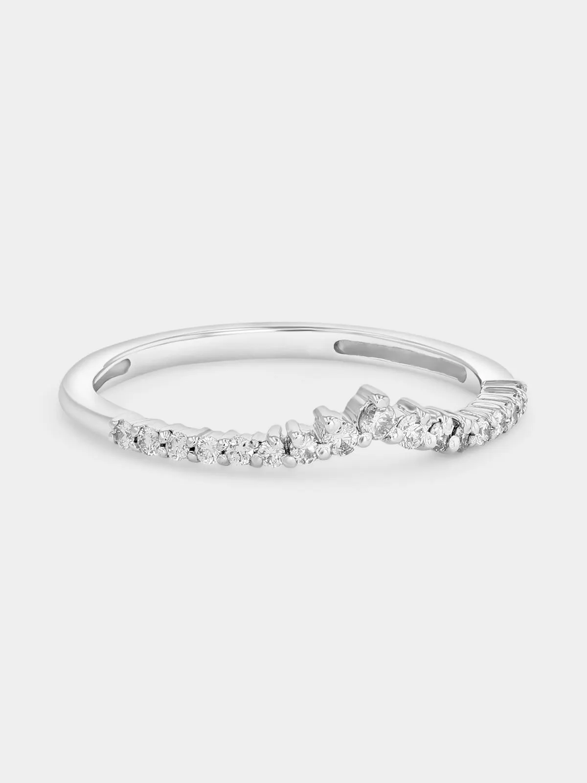White Gold Diamond Wishbone Pavé Anniversary Ring
