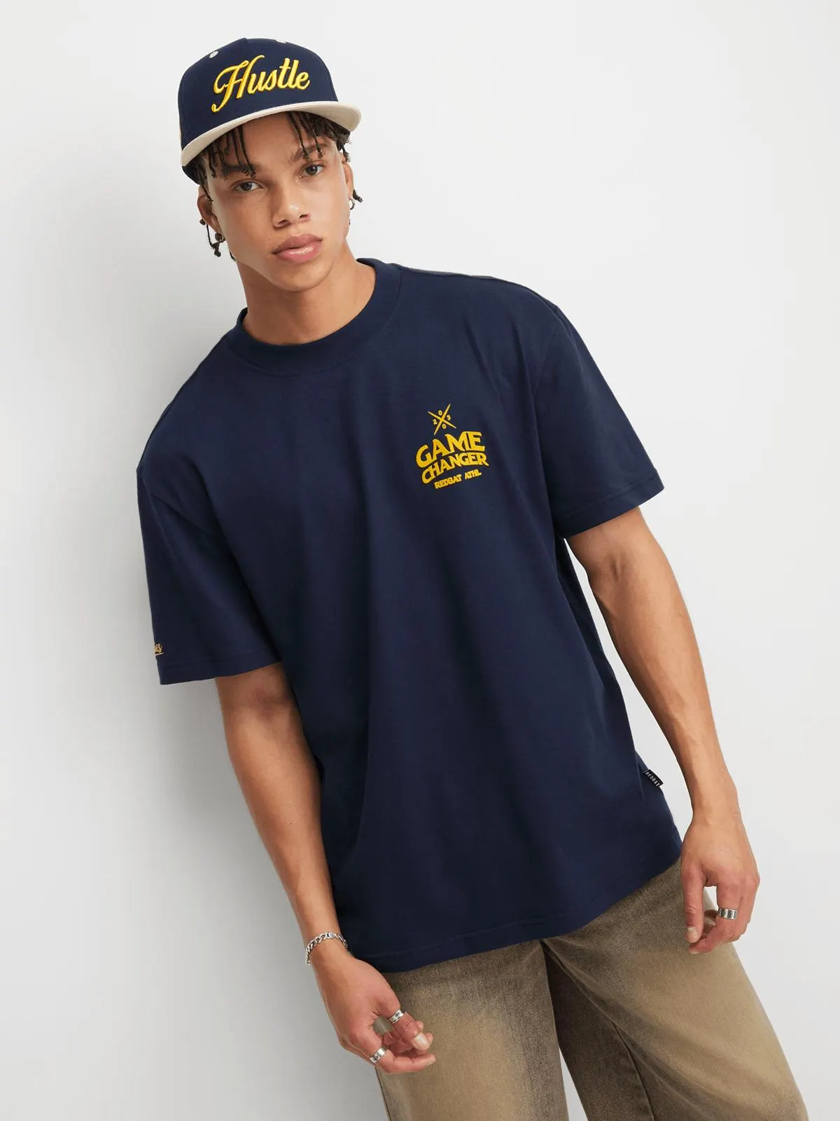 Redbat Athletics Men's Navy Relaxed T-Shirt
