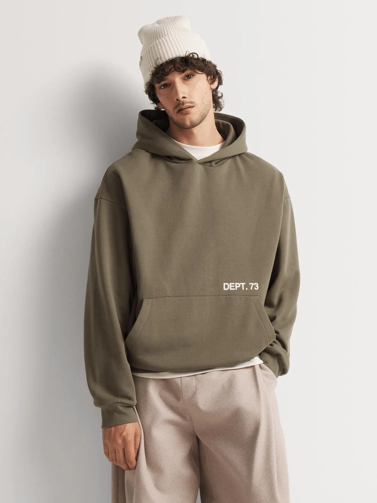 Markham Men's Dept73 Graphic Olive Green Hoodie