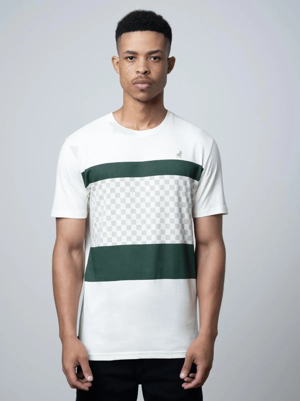 Men's Polo Stripe Crew Neck Ss T-shirt