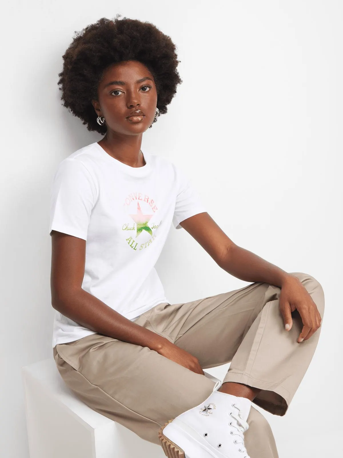 Converse Women's Watercolour Chuck Taylor White T-Shirt