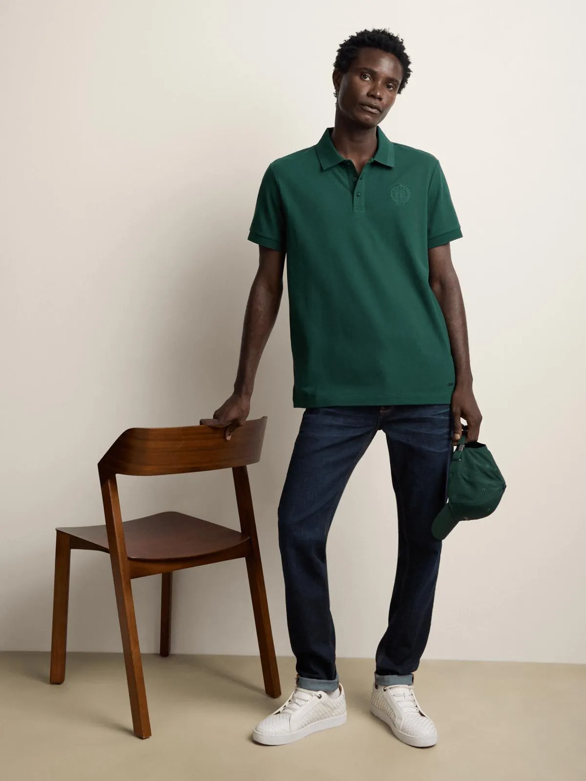 Fabiani Men's Green Ripple Rib Collar Polo Shirt