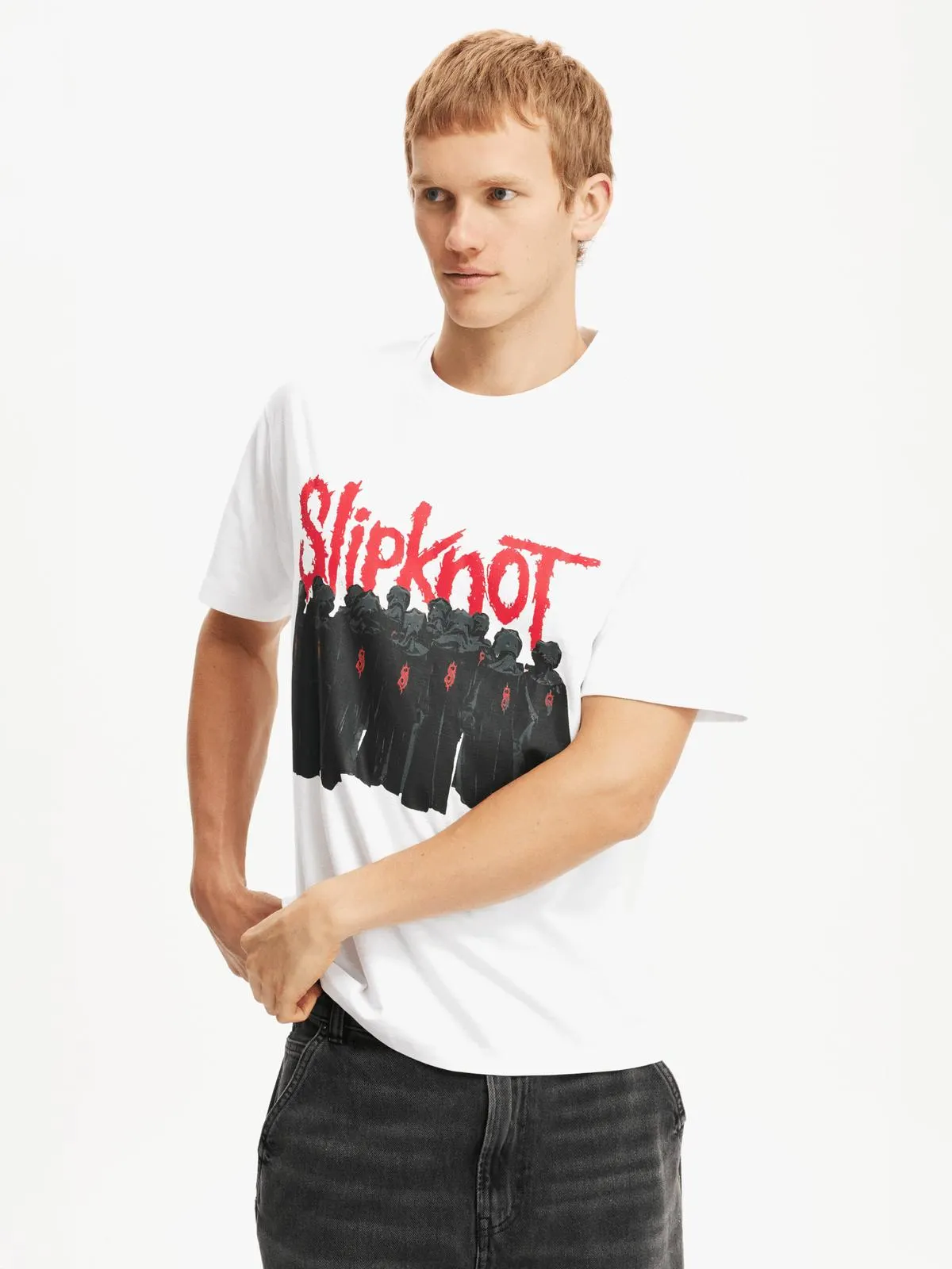 Men's Cotton On White Premium Loose Fit Music T-Shirt