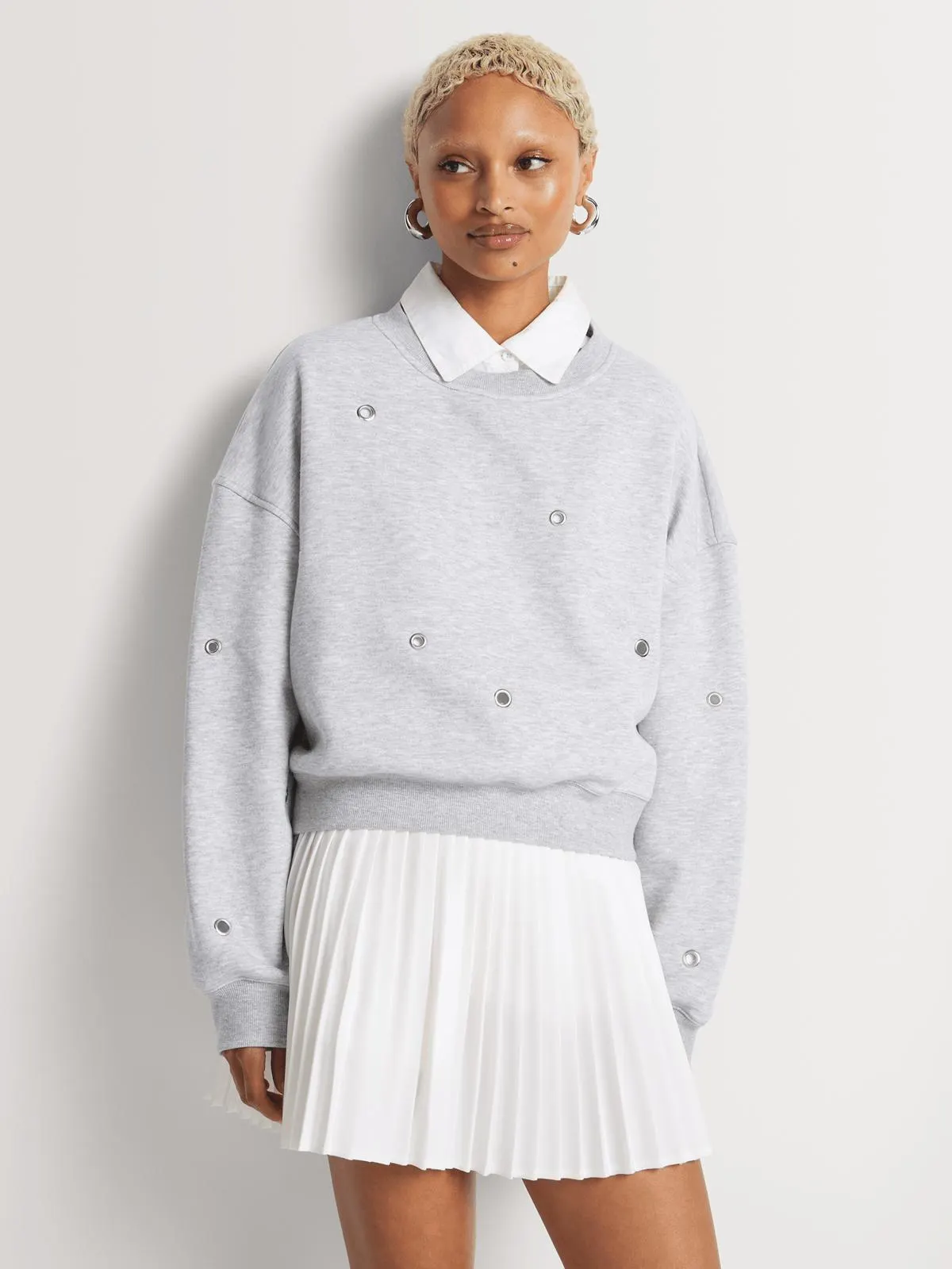 Y&G Eyelet Crew Neck Sweat Top