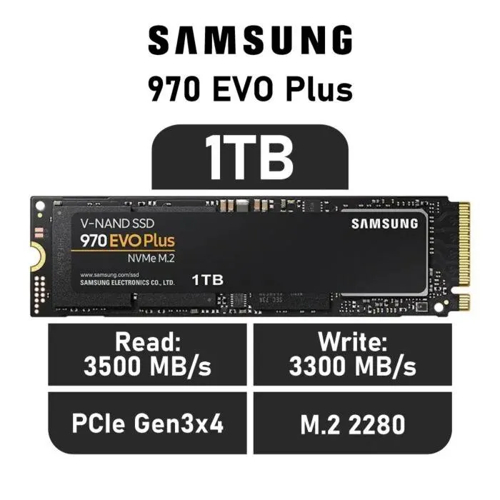 Samsung 970 EVO Plus 1TB PCIe Gen3x4 MZ-V7S1T0BW M.2 2280 Solid State Drive