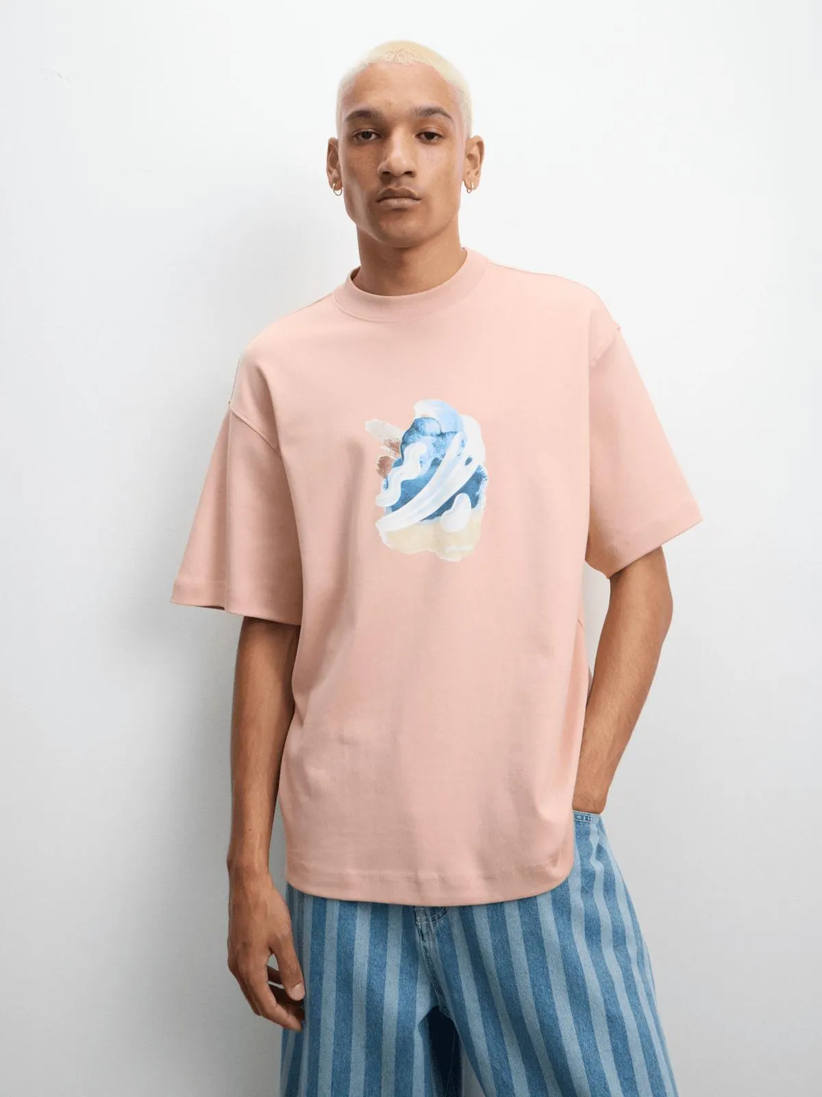 Archive Men's Abstract Watercolour Pink T-shirt