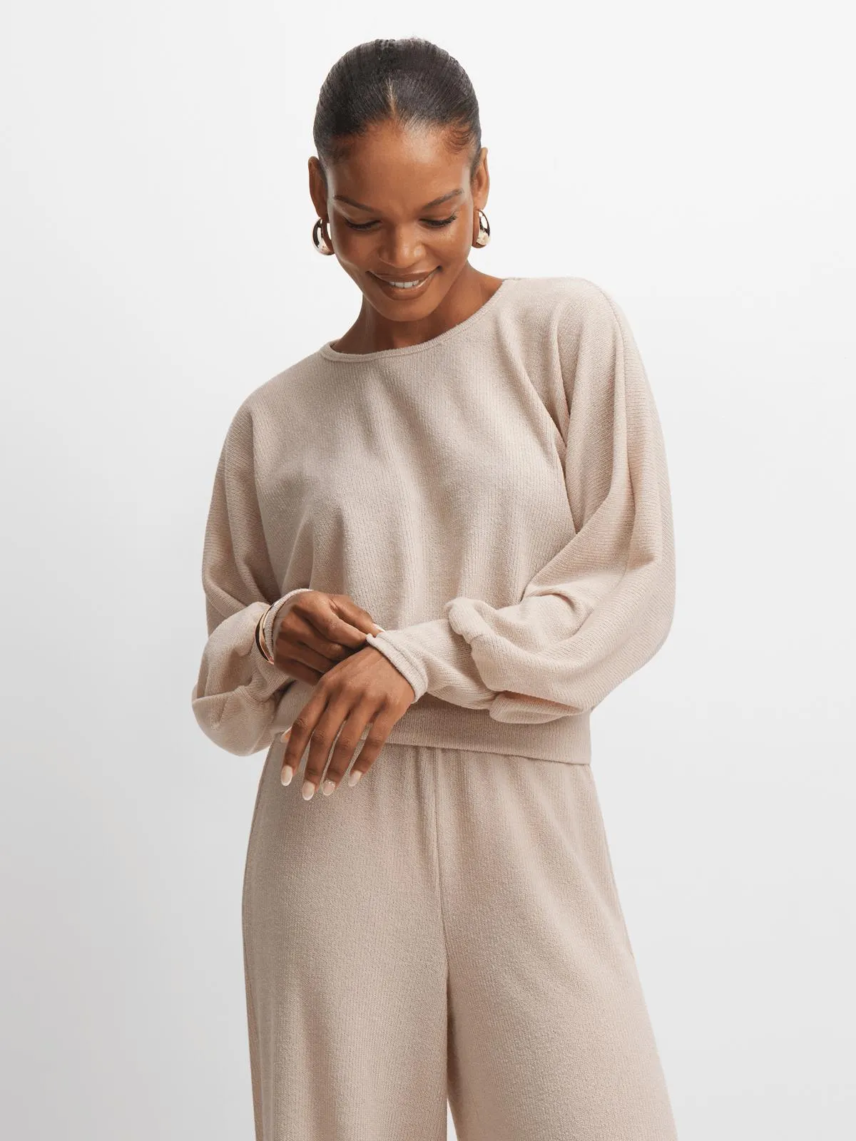 Jet Women's Ecru Cashmere Rib Top