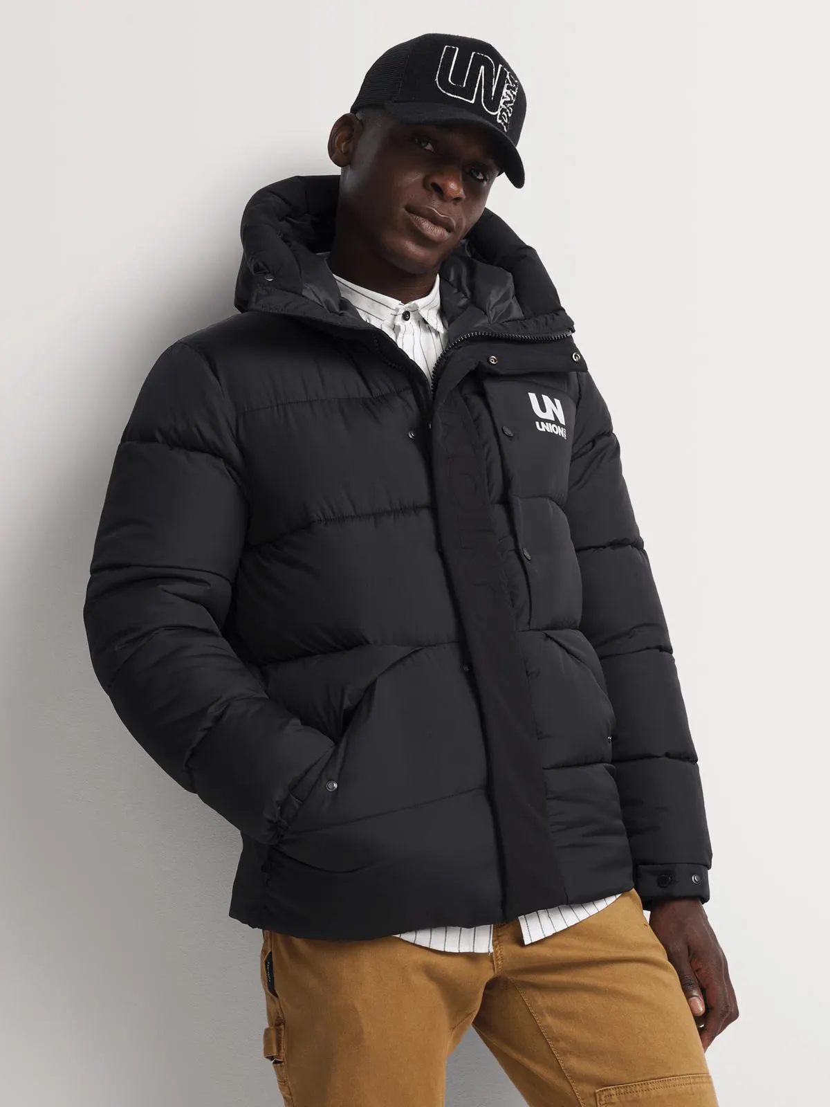 Union-DNM Men's Hooded Black Puffer Jacket