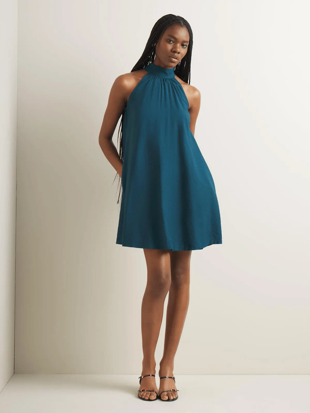 Women's Iconography Halter Tie Back Mini Dress