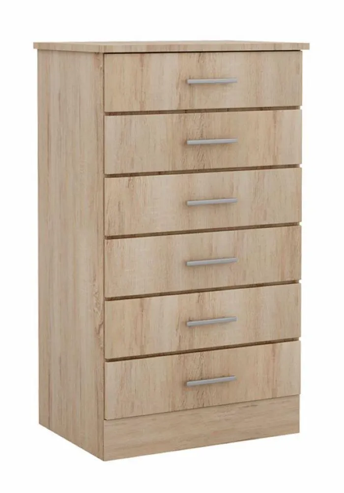 Lagos Six Drawer Chest of Drawers - Beech