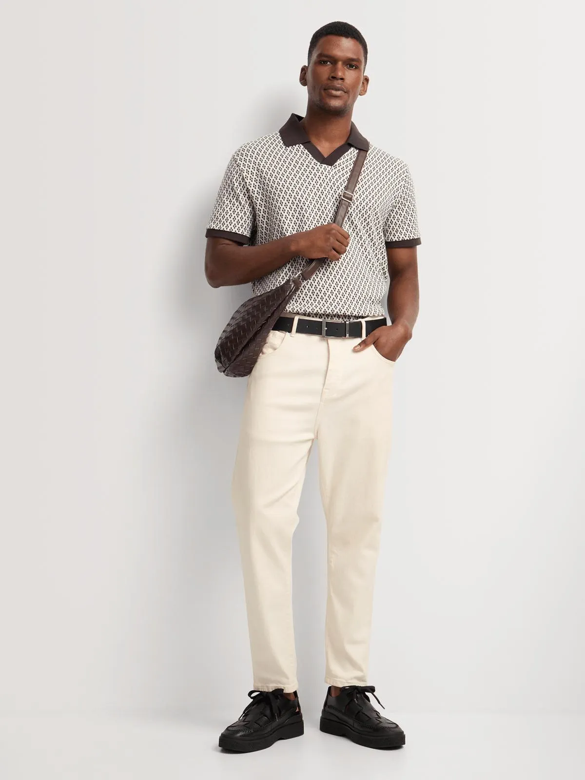 Markham Men's Diamond Pattern Brown Golfer