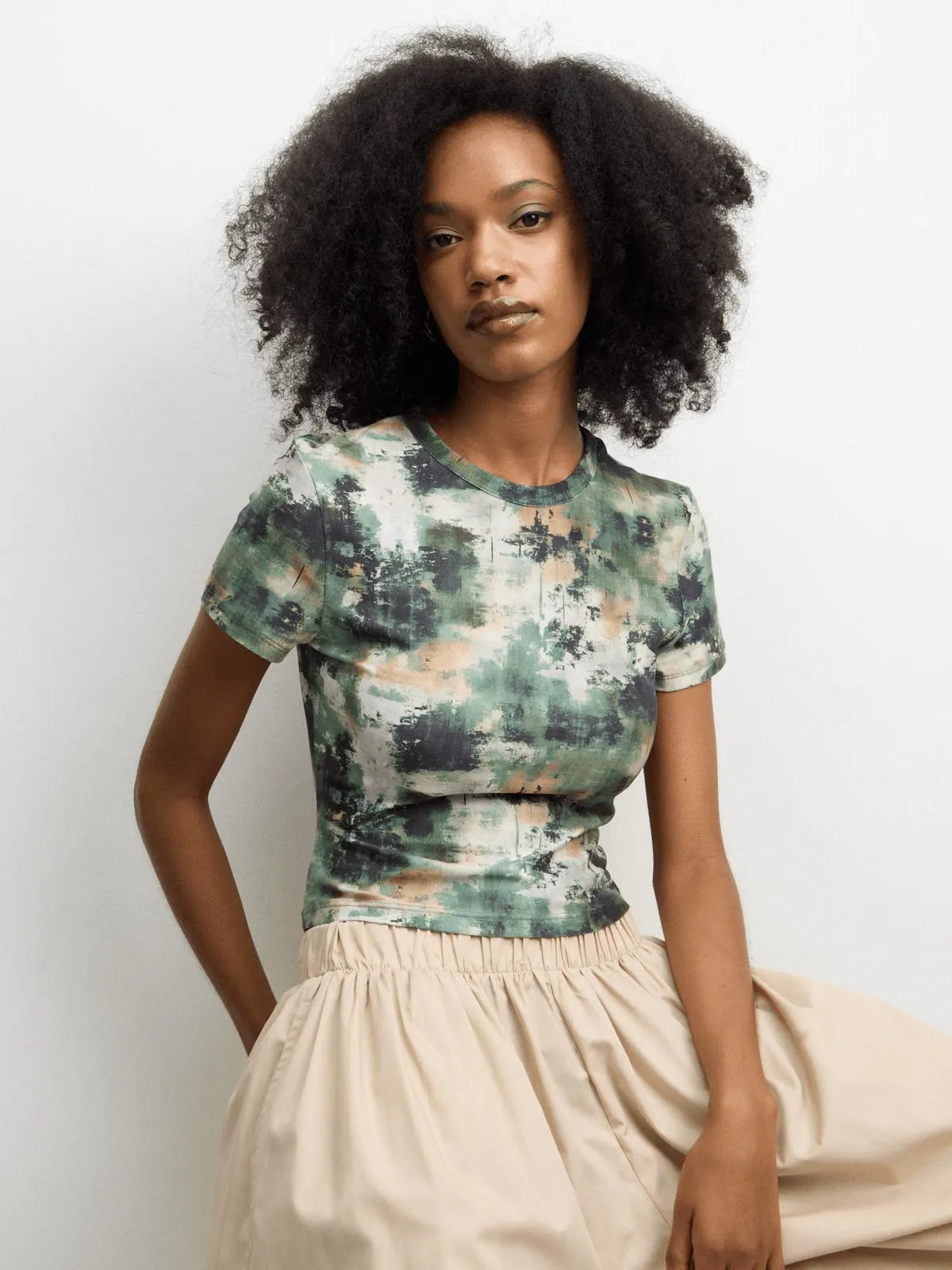 The FIX Women's Camo Print Baby Tee