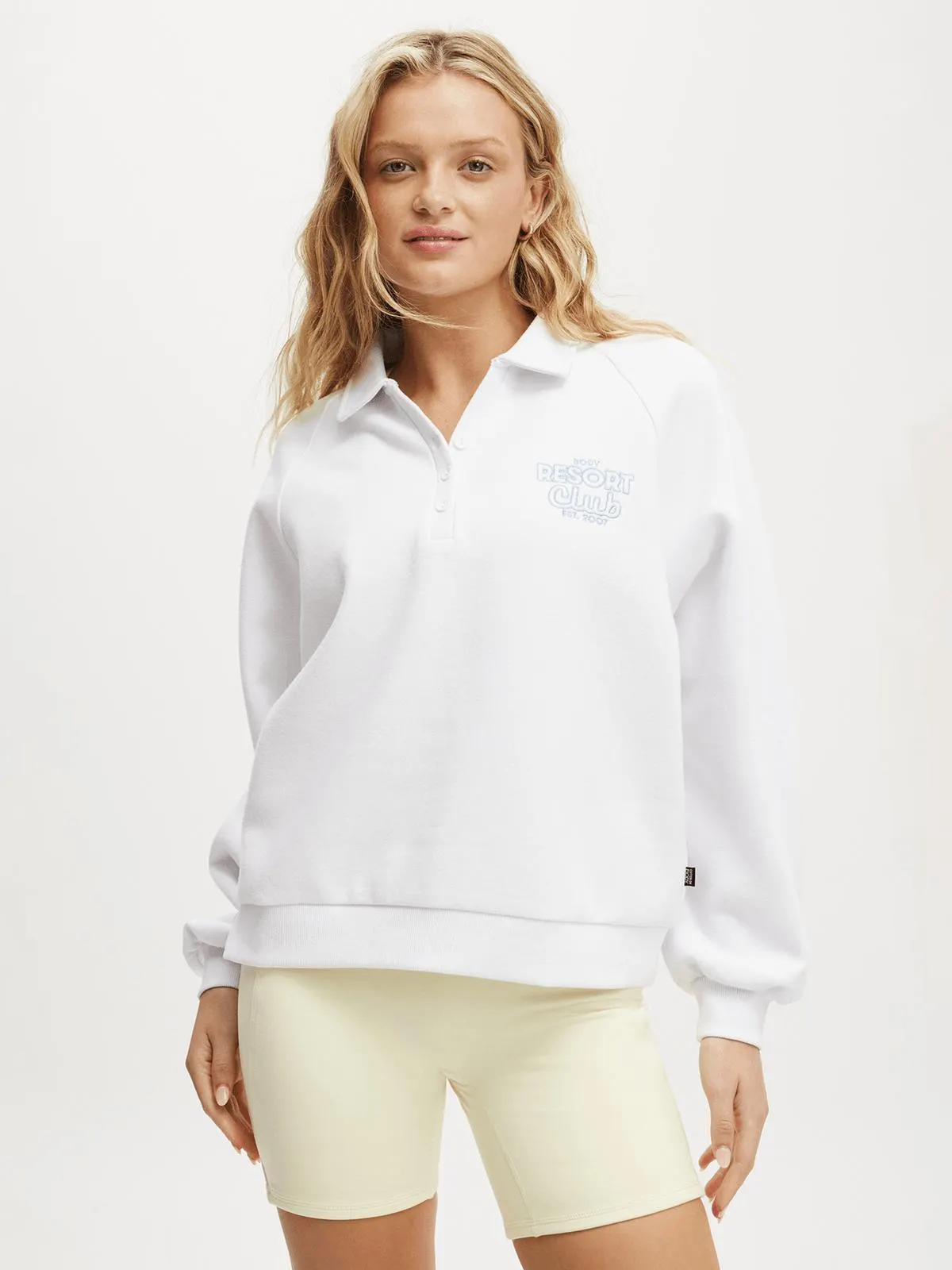 Women's Cotton On White Active Plush Graphic Polo