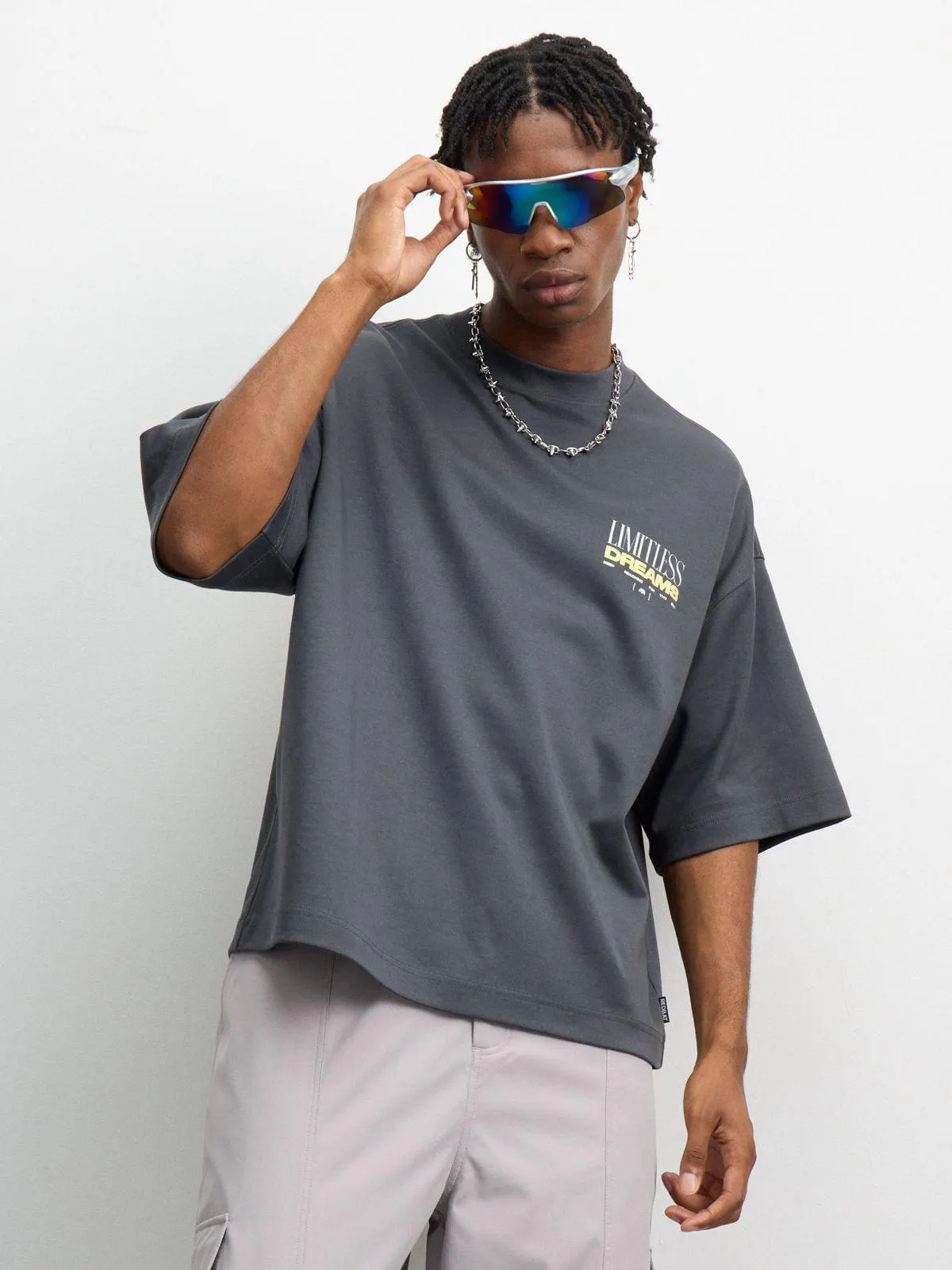 Redbat Men's Limitless Boxy Grey T-Shirt