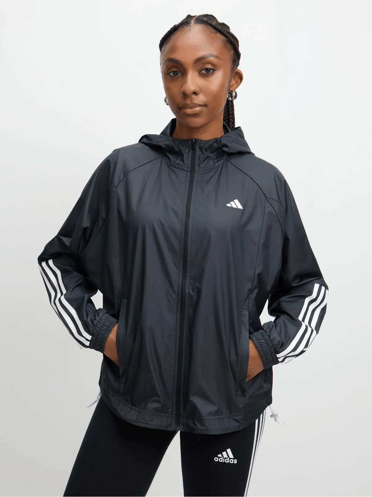 adidas Womens Hyperglam Black/White Windbreaker Jacket