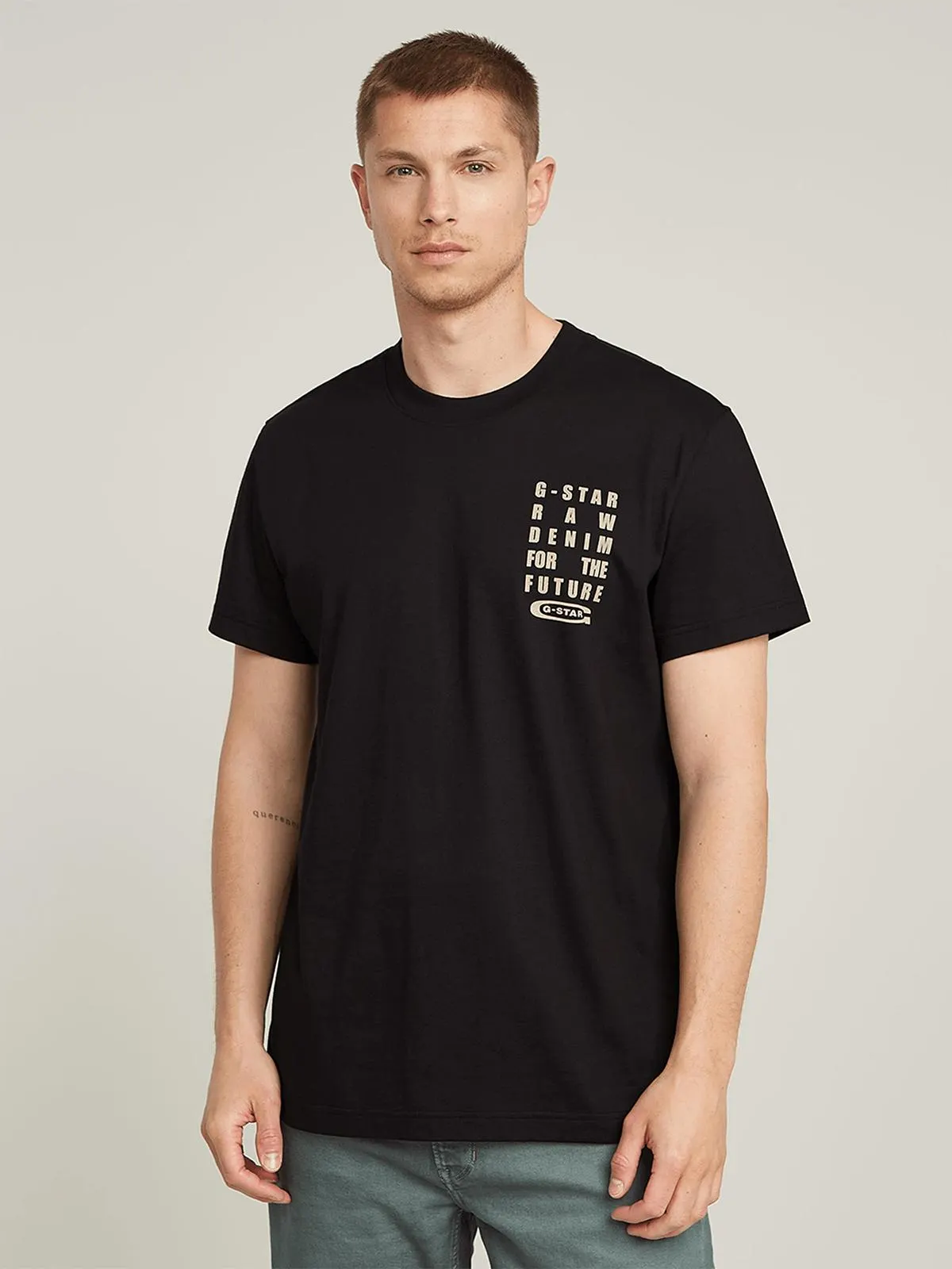 G-Star Men's Text Chest Dark Black T-Shirt