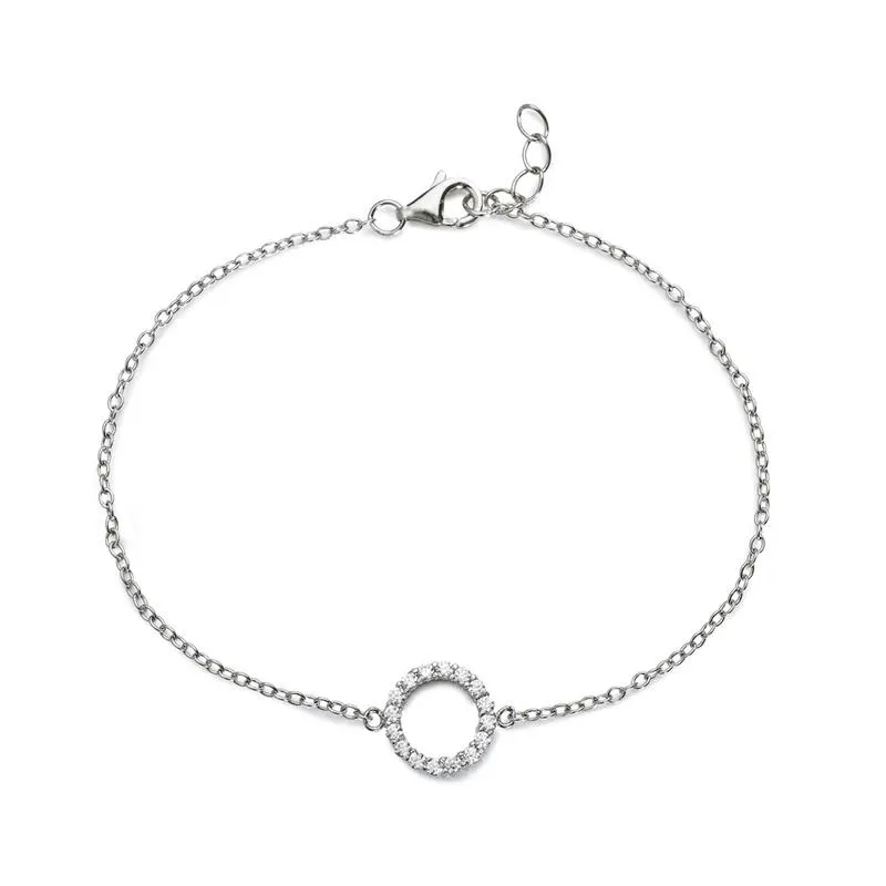 Sterling Silver Cubic Zirconia Halo Bracelet