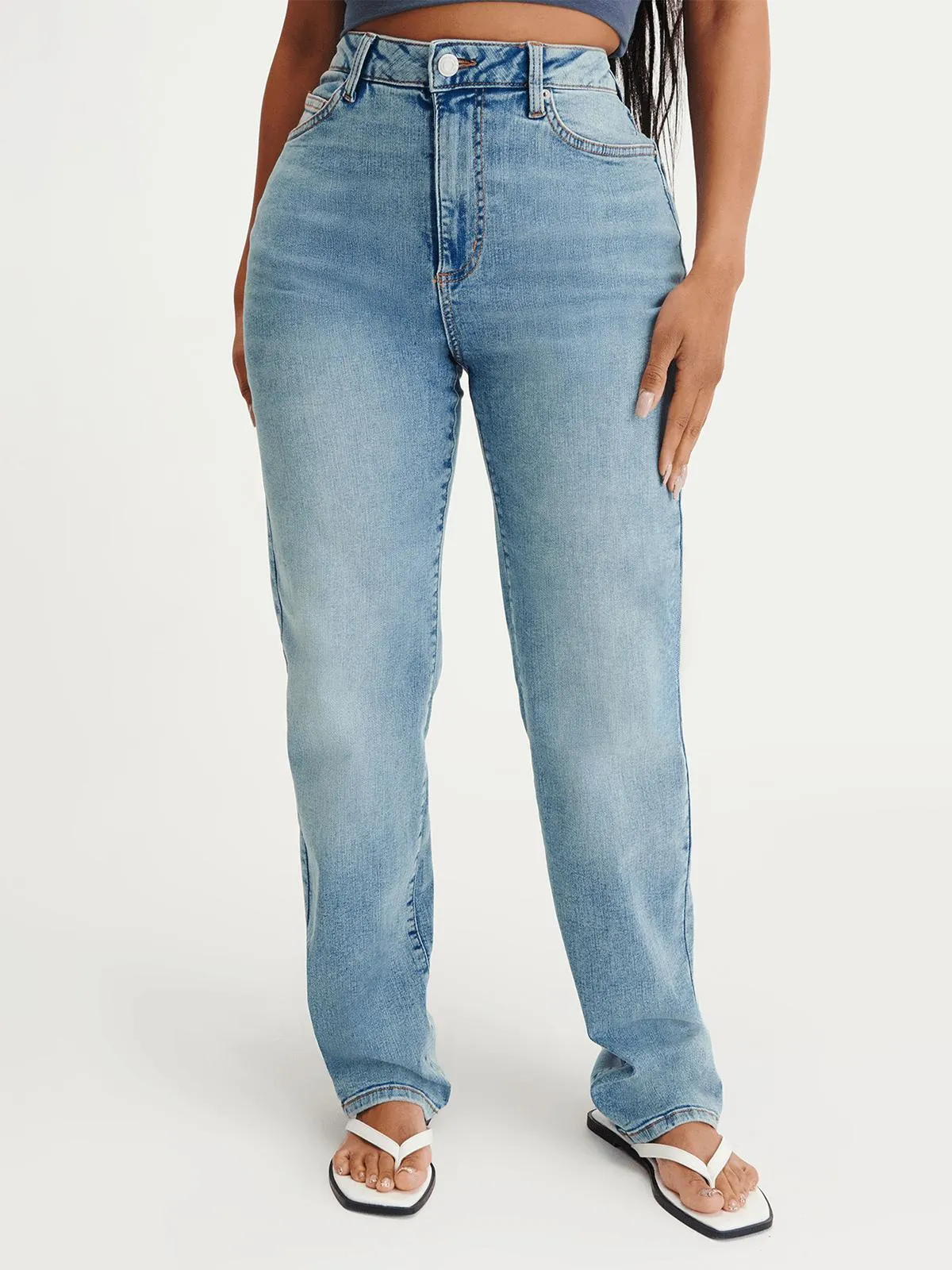 Women's Cotton On Blue Curvy Stretch Straight Jeans