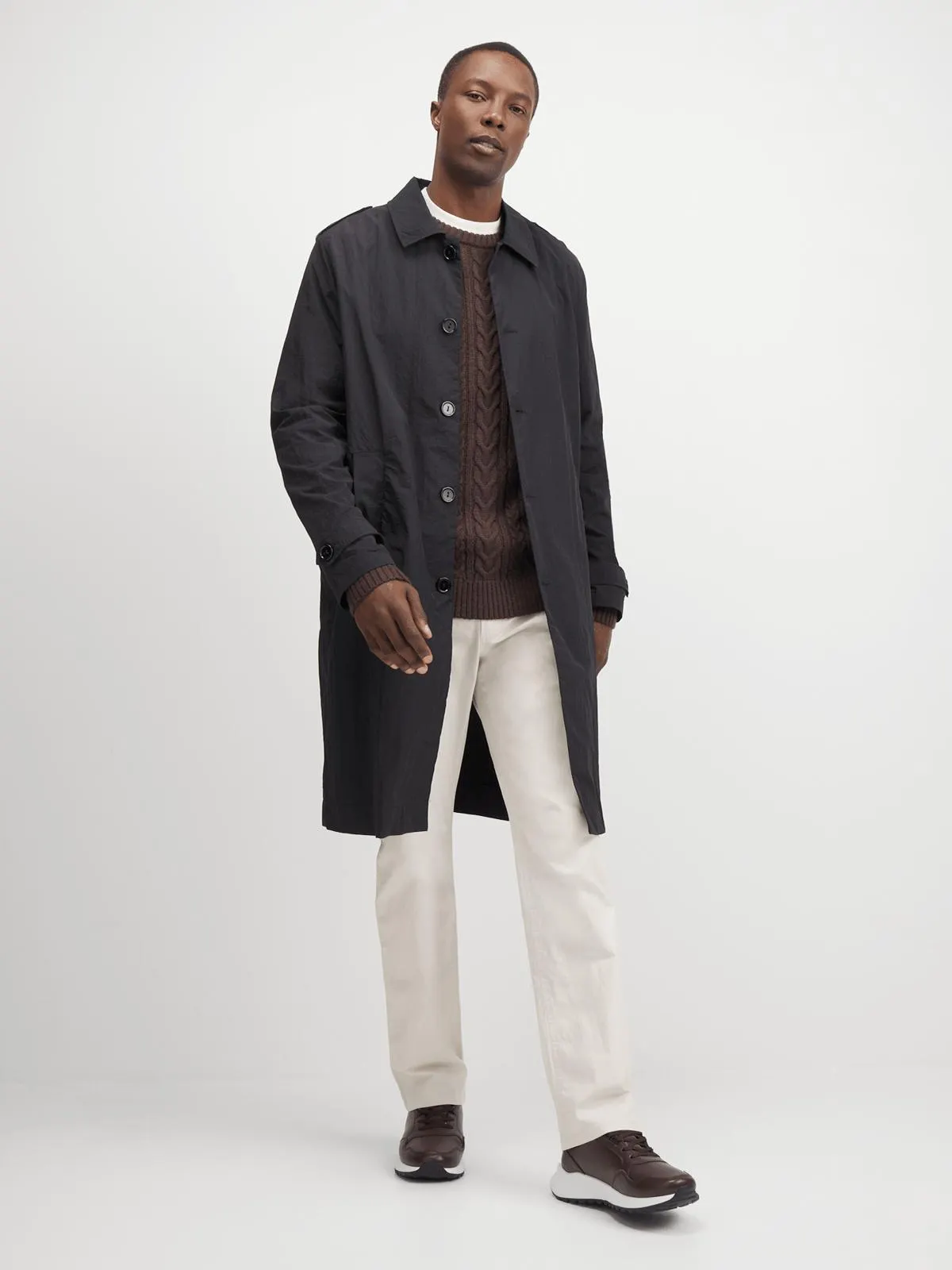 Jet Men's Black Trench Coat