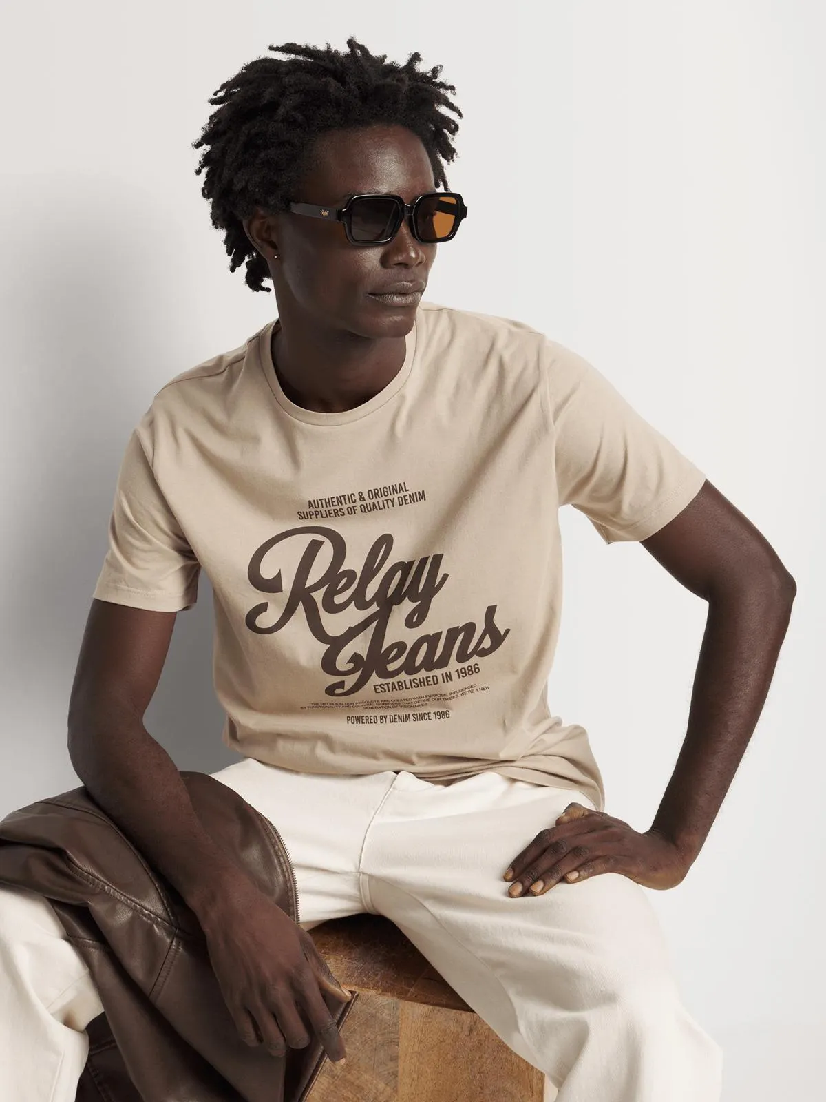 Relay Jeans Men's Bold Script Stone T-Shirt